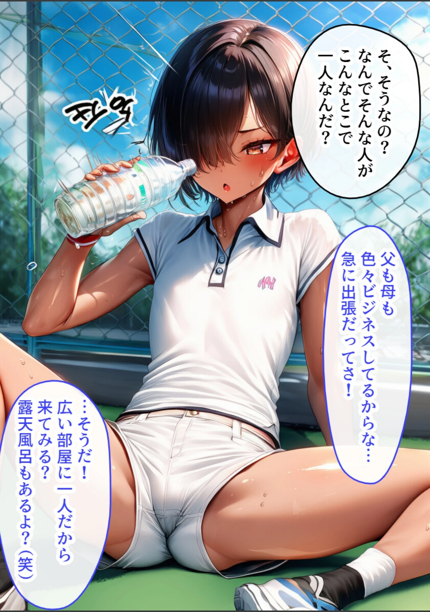 「生意気なテニス部美男子が実は巨乳のボーイッシュ少女だったので中出しSEXしたら相性良すぎた【モザイク版】」（黒糖サムライ） 試し読み 9ページ目