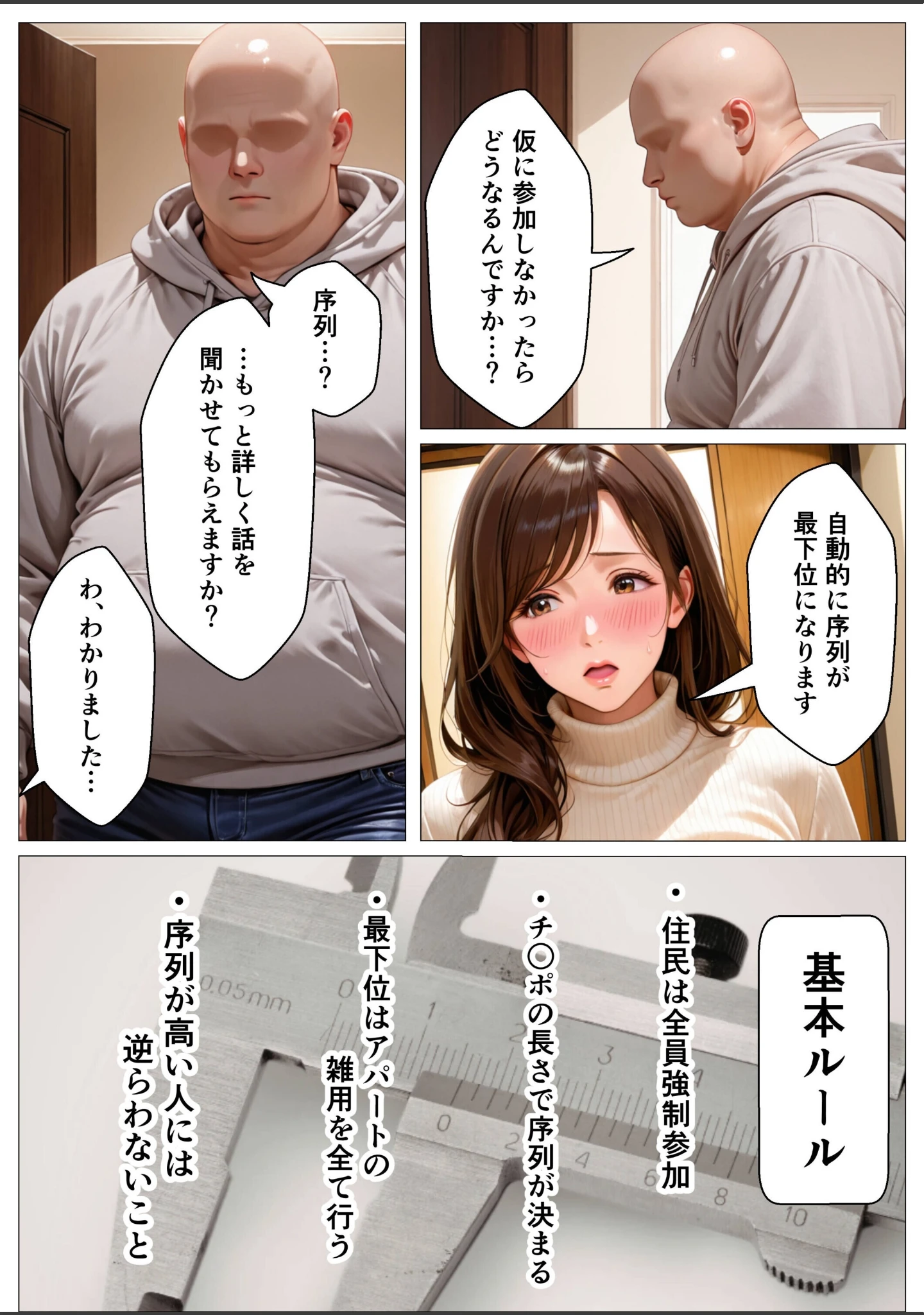 「俺のアパートはチンポの長さで序列が決まる世界【モザイク版】」（オナット製造） 試し読み 4ページ目