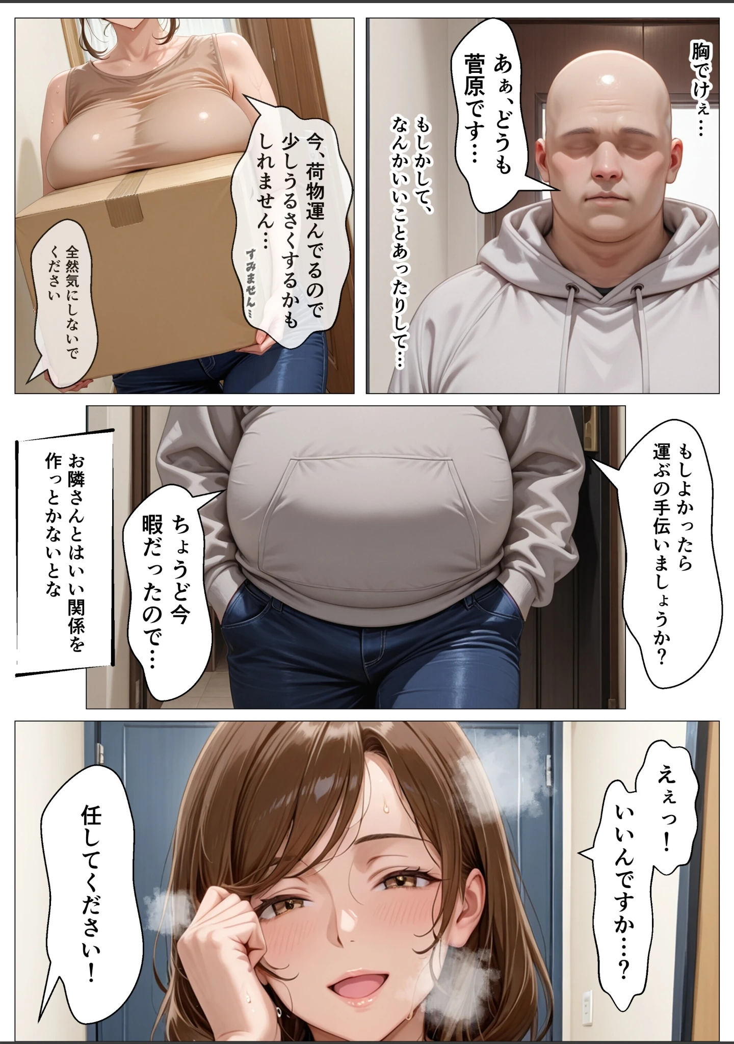 「隣室に越してきた母娘をデカチン生ハメで即発情堕ちさせた話【モザイク版】」（オナット製造） 試し読み 2ページ目