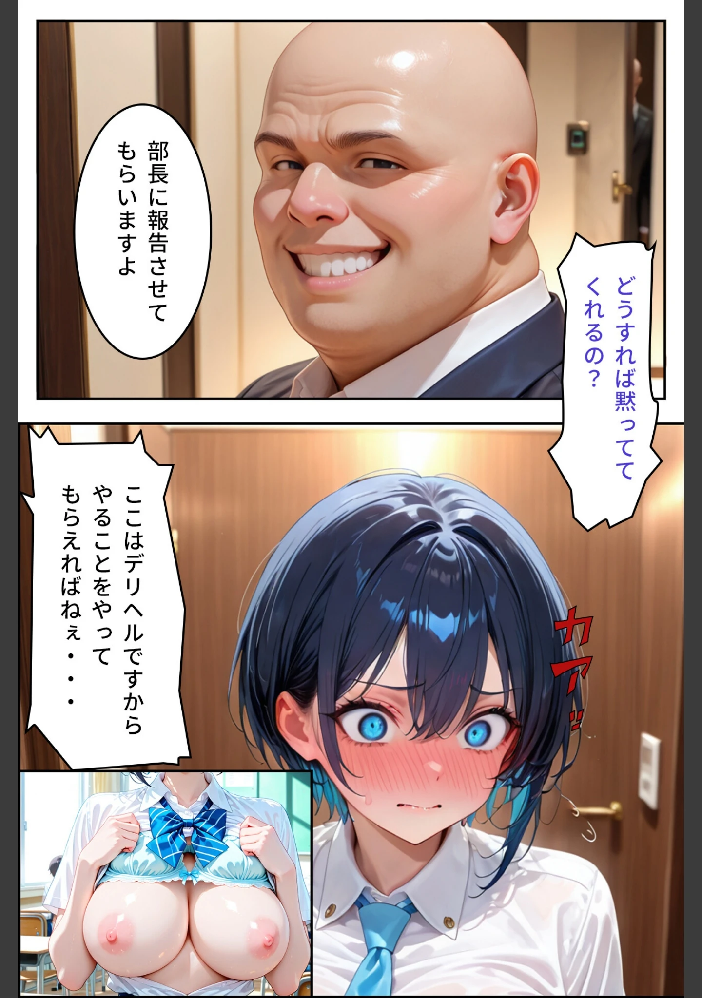 「デリヘルを呼んだら性悪な上司が来た【モザイク版】」（オナット製造） 試し読み 10ページ目