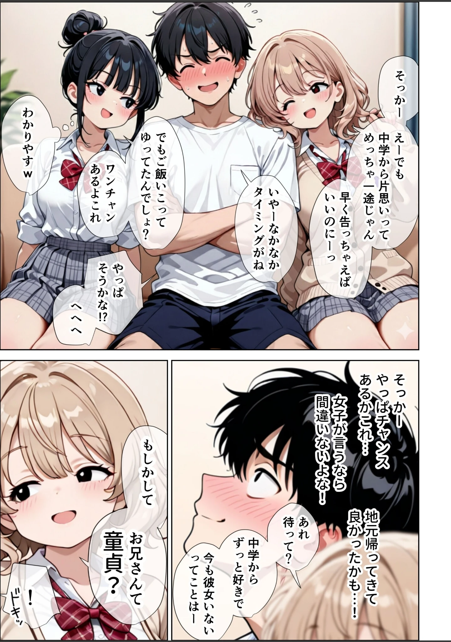 「【イけ】【イくな】●●なんかに全然キョーミがない僕を強●勃起させ脳がバグるほど相反責めしてくる甘サド義妹とその友達【白抜き修正版】」（ぱびゅ） 試し読み 6ページ目