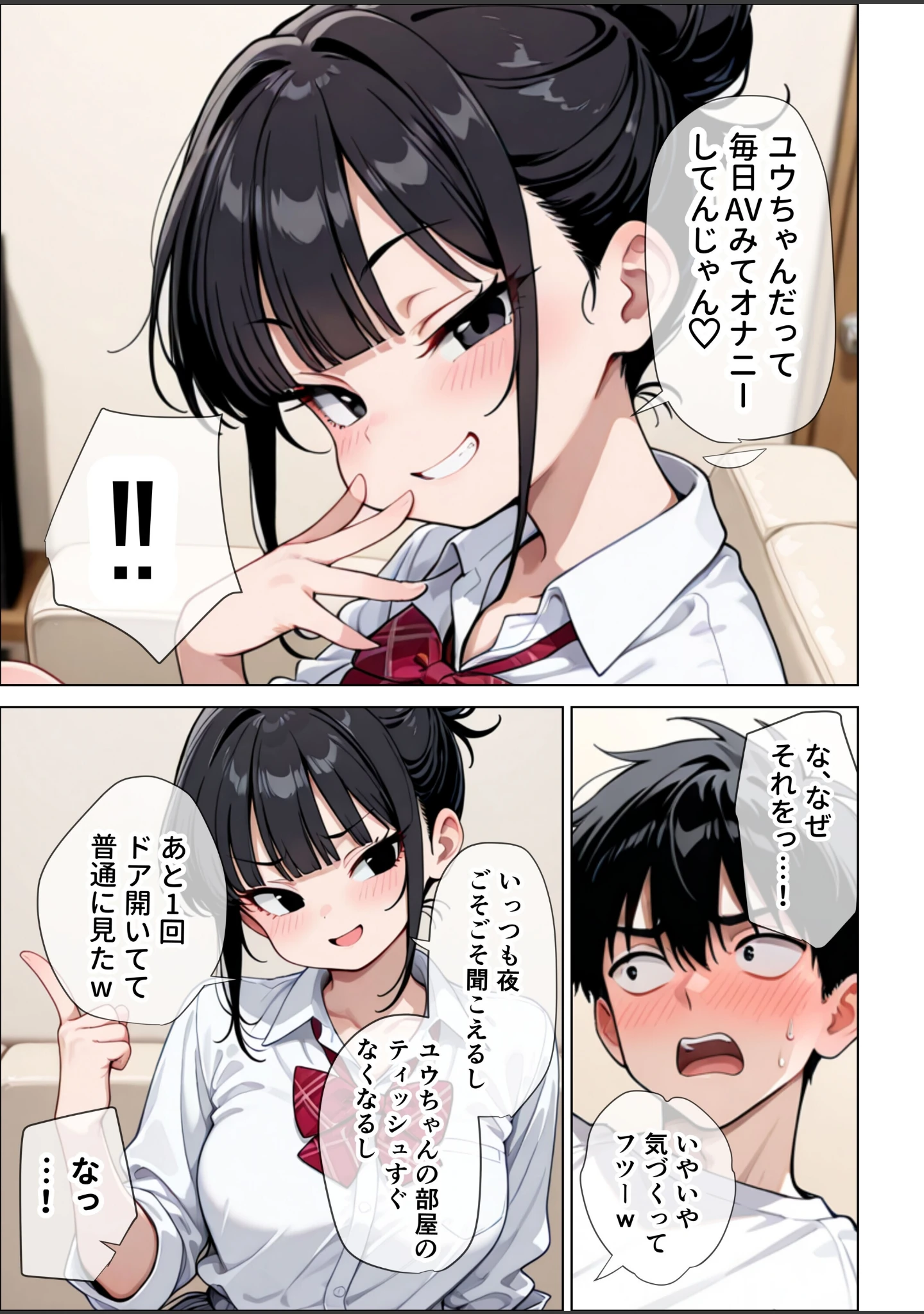 「【イけ】【イくな】●●なんかに全然キョーミがない僕を強●勃起させ脳がバグるほど相反責めしてくる甘サド義妹とその友達【白抜き修正版】」（ぱびゅ） 試し読み 8ページ目