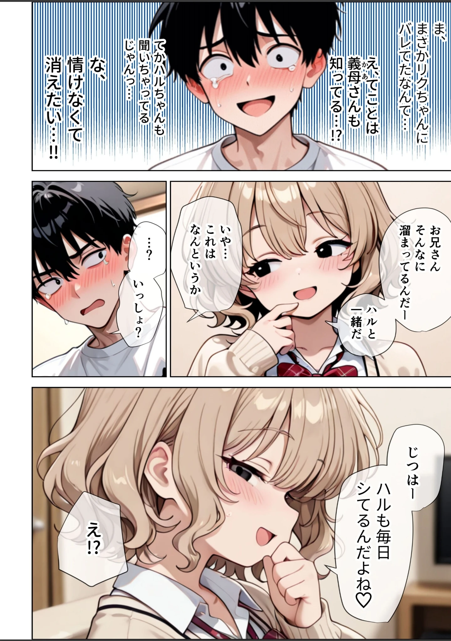 「【イけ】【イくな】●●なんかに全然キョーミがない僕を強●勃起させ脳がバグるほど相反責めしてくる甘サド義妹とその友達【白抜き修正版】」（ぱびゅ） 試し読み 9ページ目