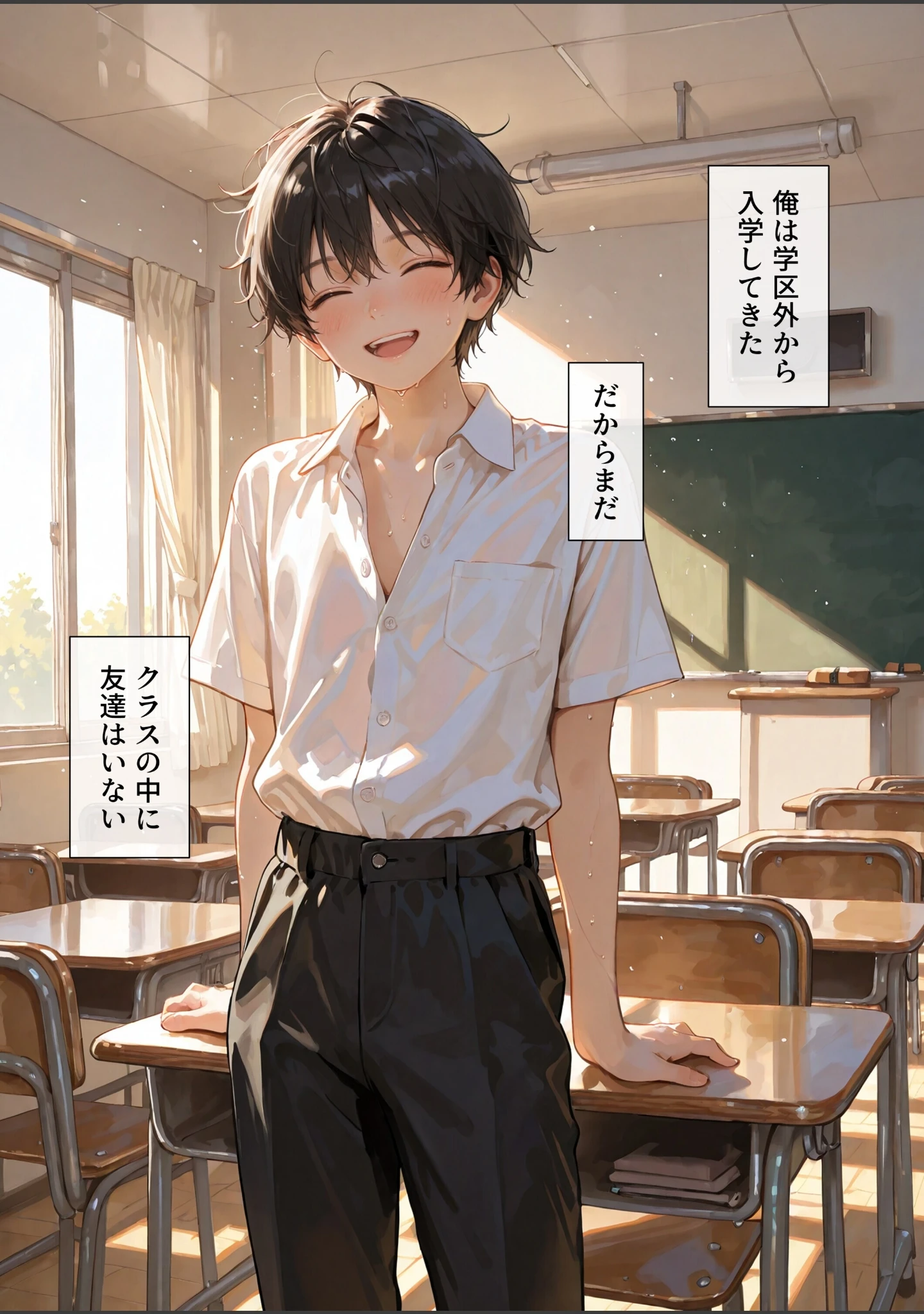 「処女と童貞のオタクな二人が発情し過ぎて精液まみれになった件【モザイク版】」（極彩色） 試し読み 2ページ目