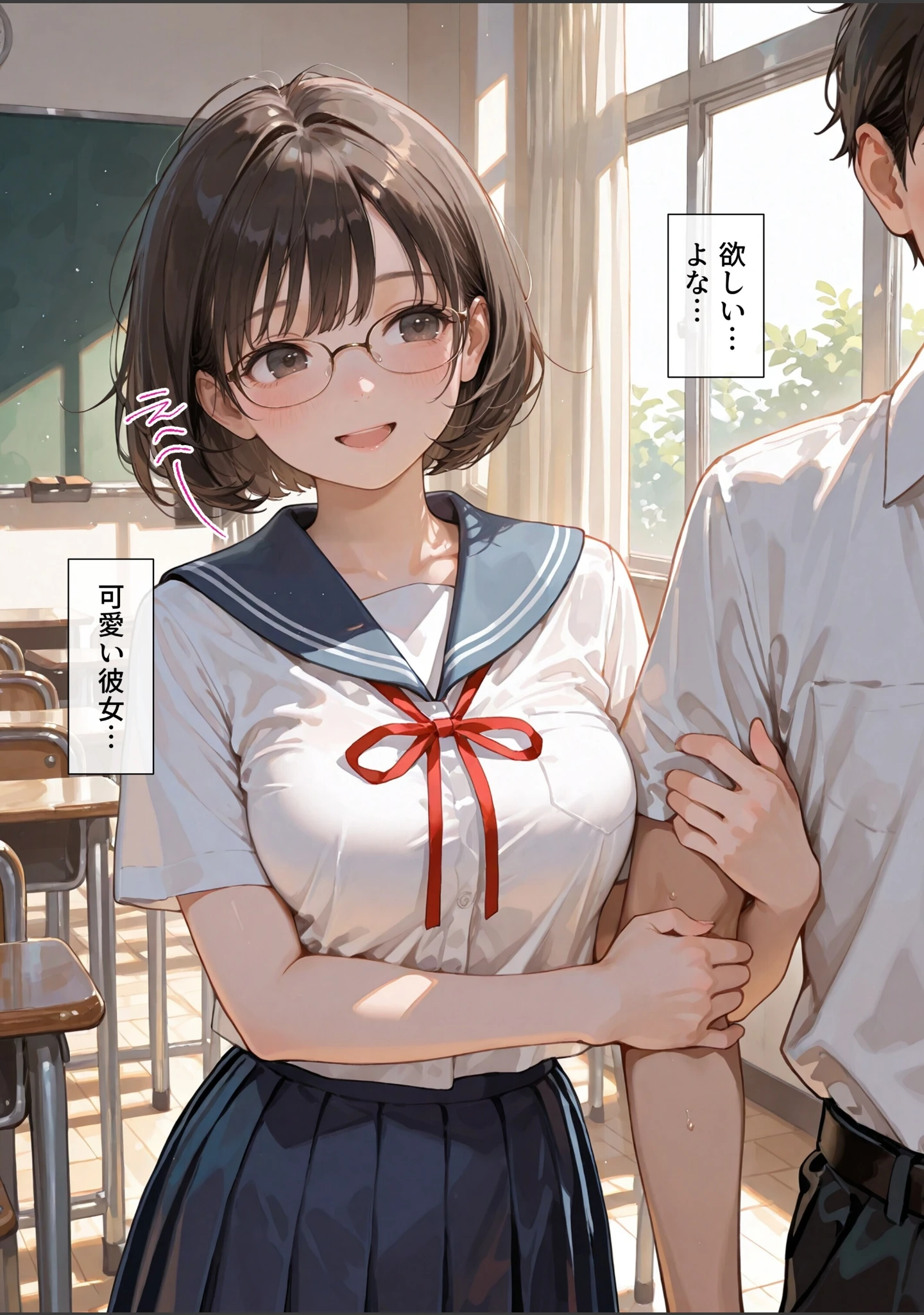 「処女と童貞のオタクな二人が発情し過ぎて精液まみれになった件【モザイク版】」（極彩色） 試し読み 5ページ目