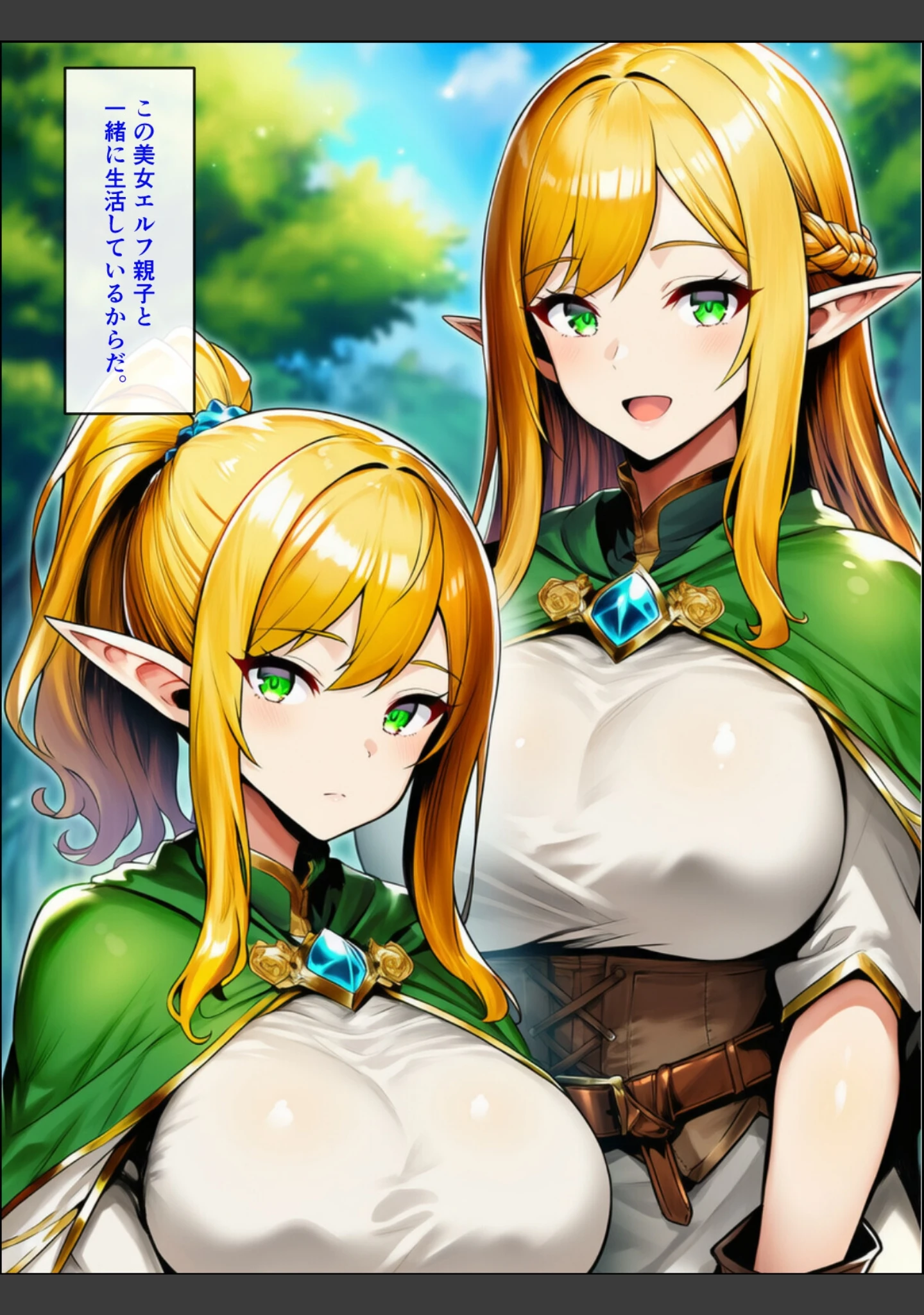「異世界転生して美人巨乳エルフ親子とらぶらぶセックスする話 〜娘編〜【モザイク版】」（ぬぽぬぽらぼ） 試し読み 3ページ目