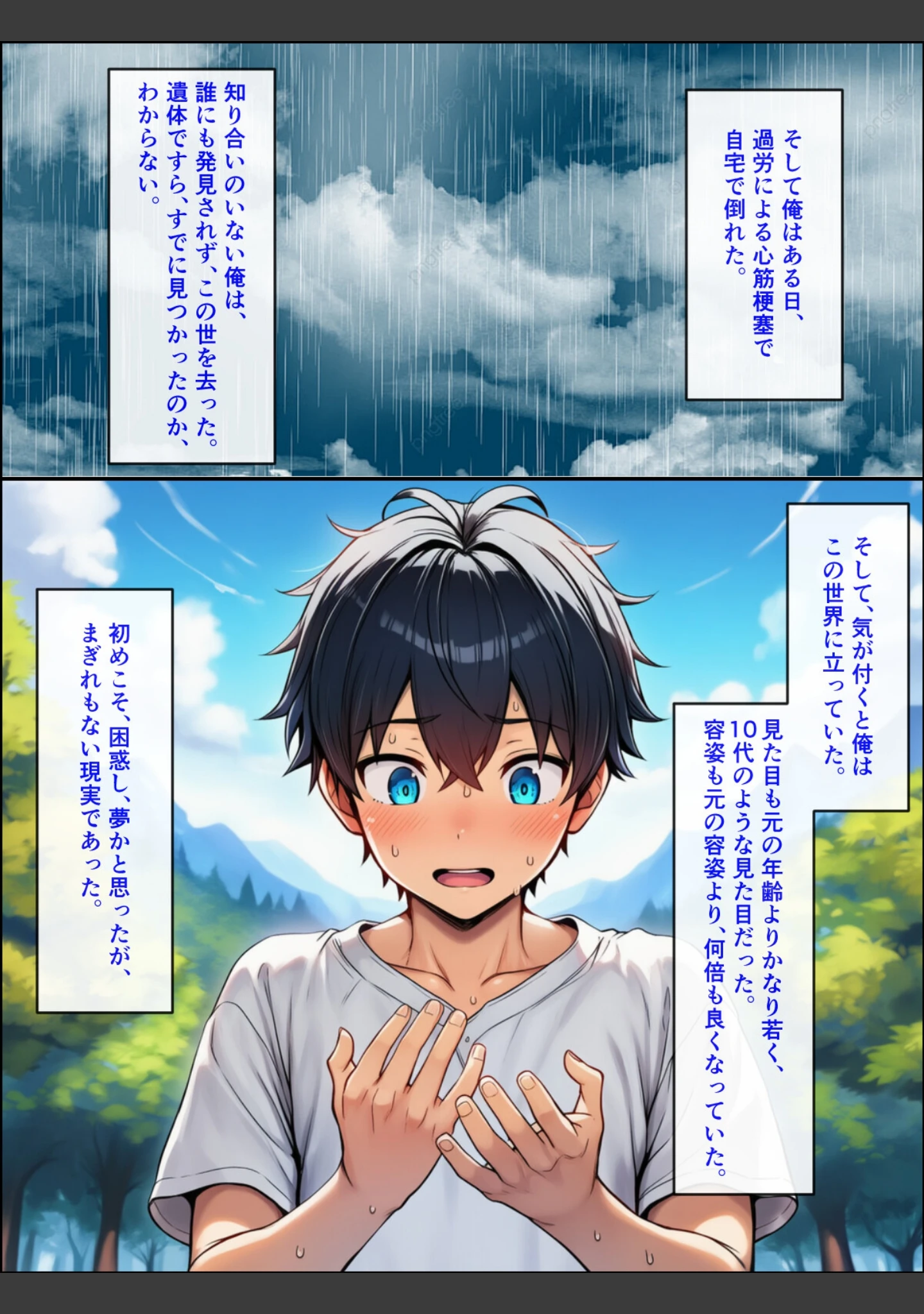 「異世界転生して美人巨乳エルフ親子とらぶらぶセックスする話 〜娘編〜【モザイク版】」（ぬぽぬぽらぼ） 試し読み 6ページ目