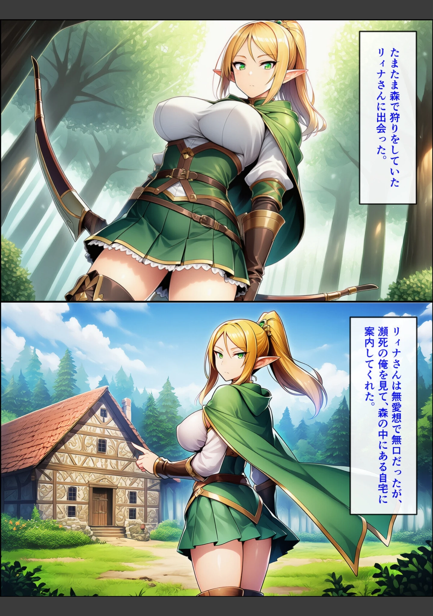 「異世界転生して美人巨乳エルフ親子とらぶらぶセックスする話 〜娘編〜【モザイク版】」（ぬぽぬぽらぼ） 試し読み 8ページ目
