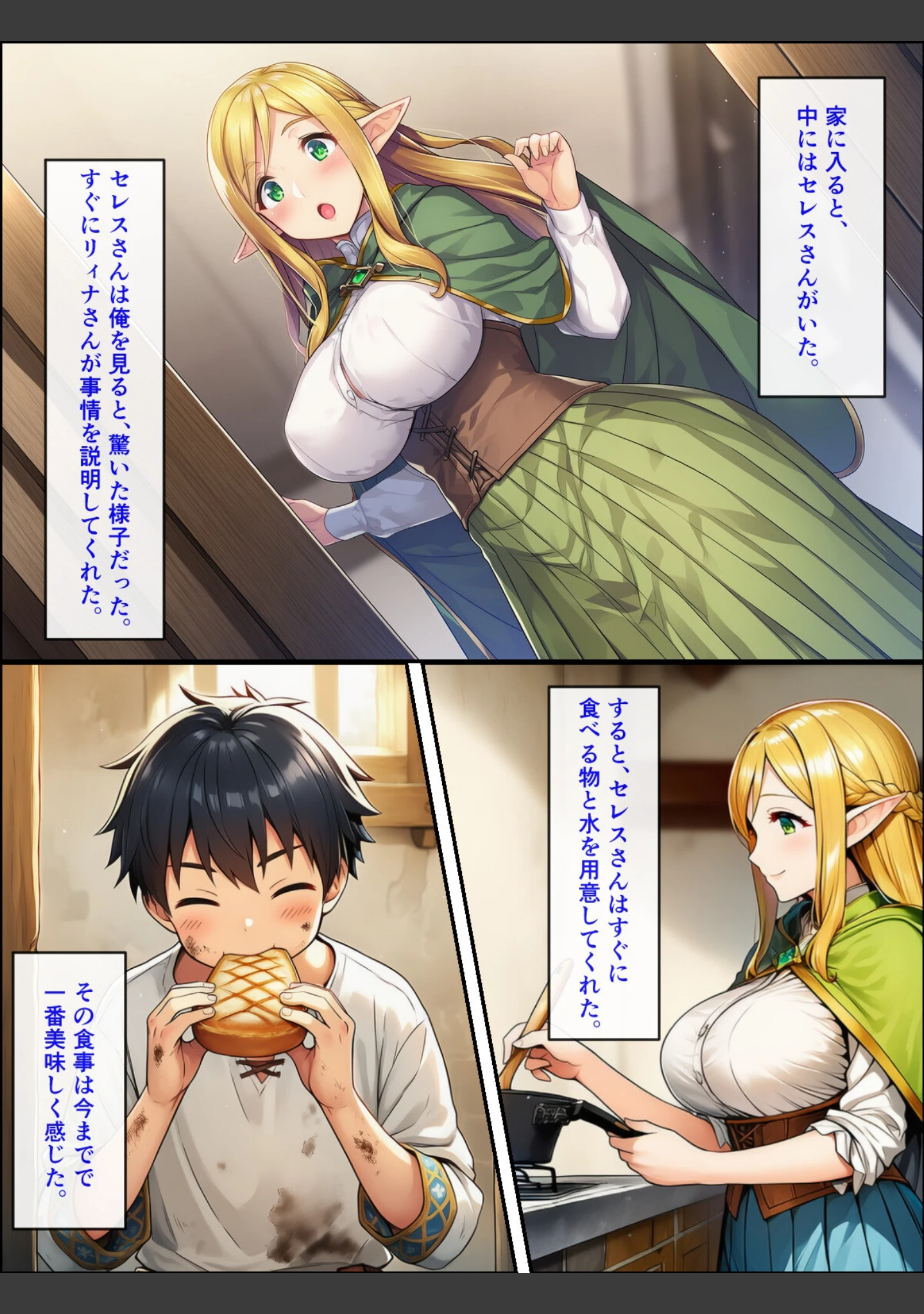 「異世界転生して美人巨乳エルフ親子とらぶらぶセックスする話 〜娘編〜【モザイク版】」（ぬぽぬぽらぼ） 試し読み 9ページ目