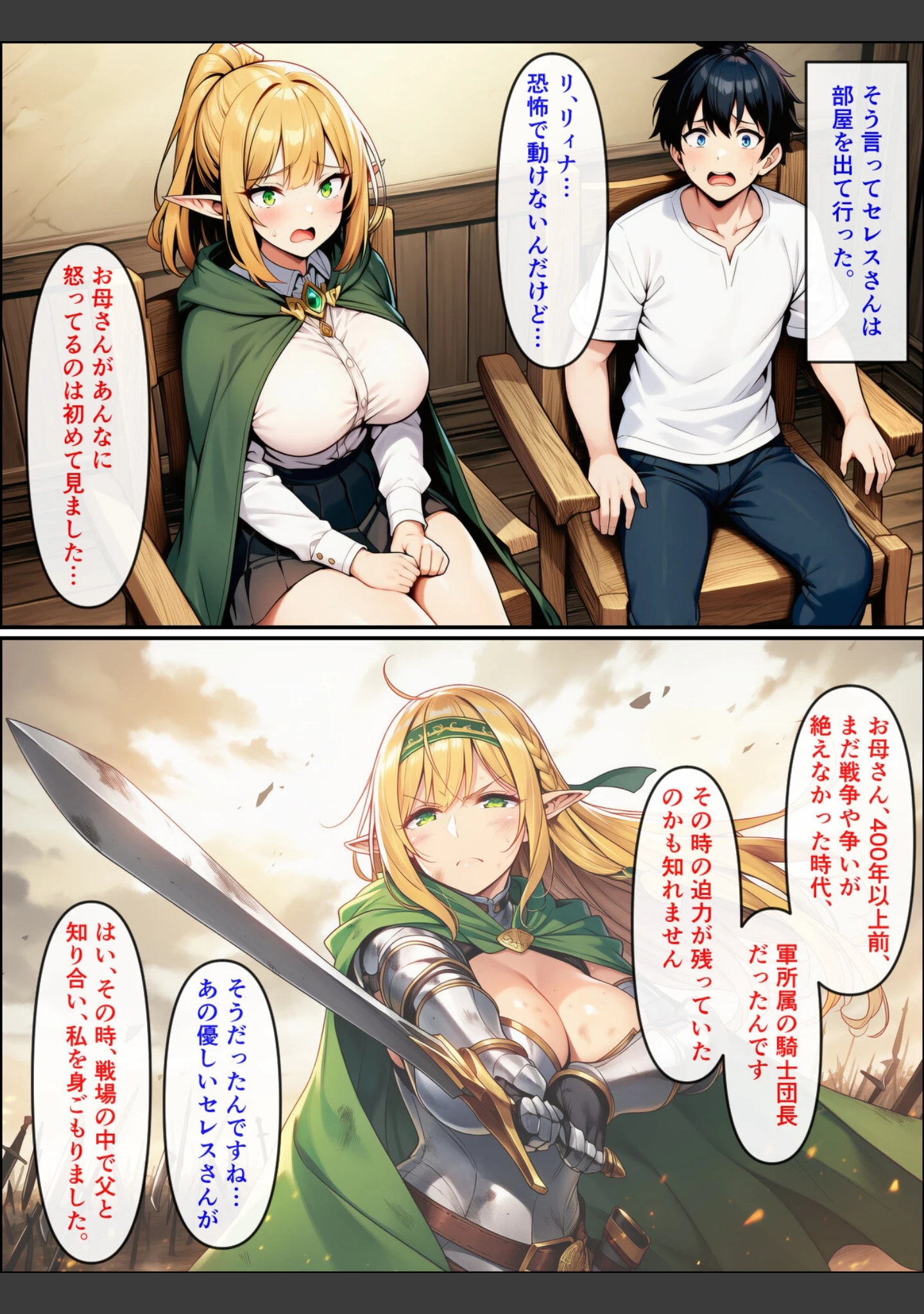 「異世界転生して美人巨乳エルフ親子とらぶらぶセックスする話【モザイク版】」（ぬぽぬぽらぼ） 試し読み 15ページ目