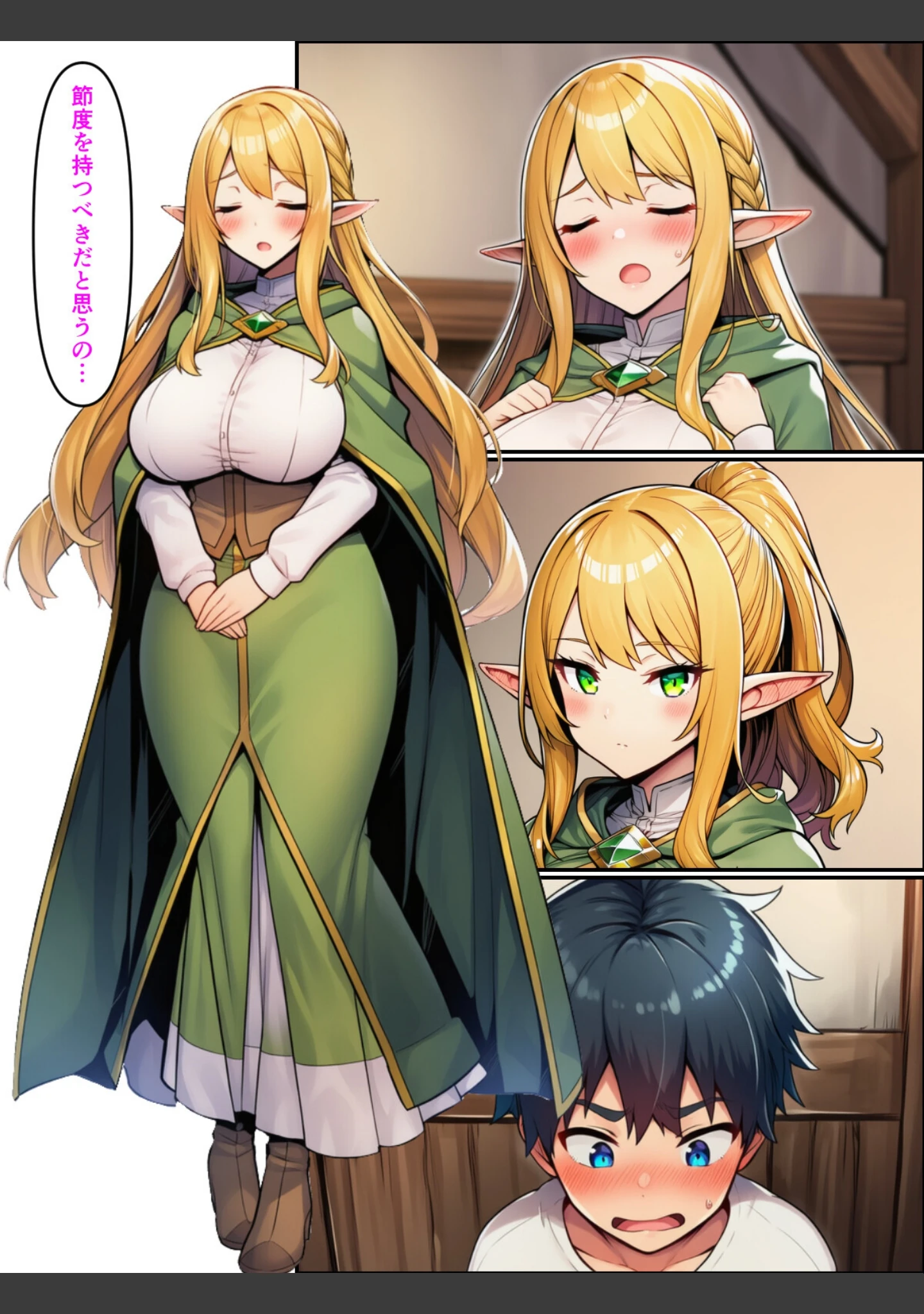 「異世界転生して美人巨乳エルフ親子とらぶらぶセックスする話【モザイク版】」（ぬぽぬぽらぼ） 試し読み 6ページ目