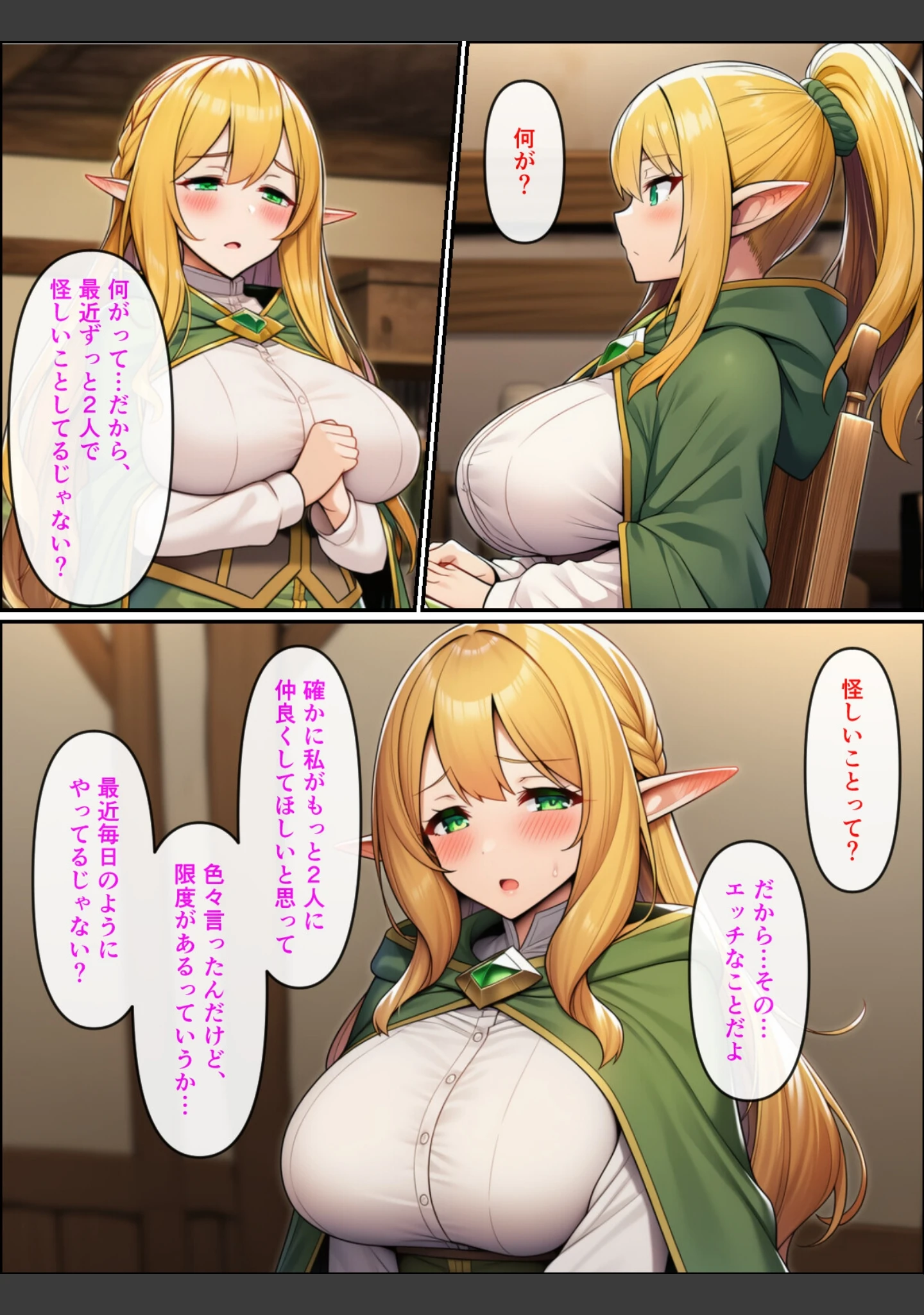 「異世界転生して美人巨乳エルフ親子とらぶらぶセックスする話【モザイク版】」（ぬぽぬぽらぼ） 試し読み 7ページ目