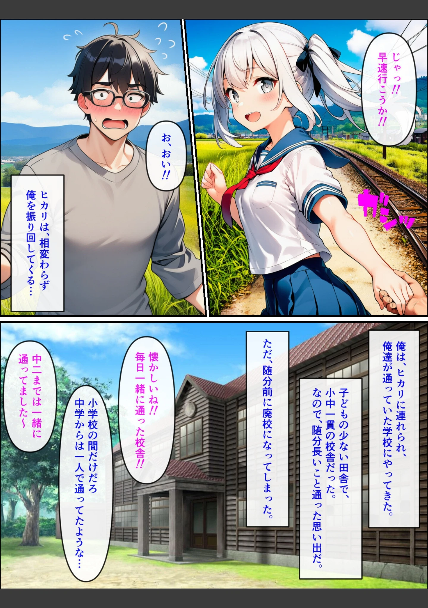 「久しぶりに帰った田舎で、幼なじみと思い出巡りする話【モザイク版】」（ぬぽぬぽらぼ） 試し読み 13ページ目