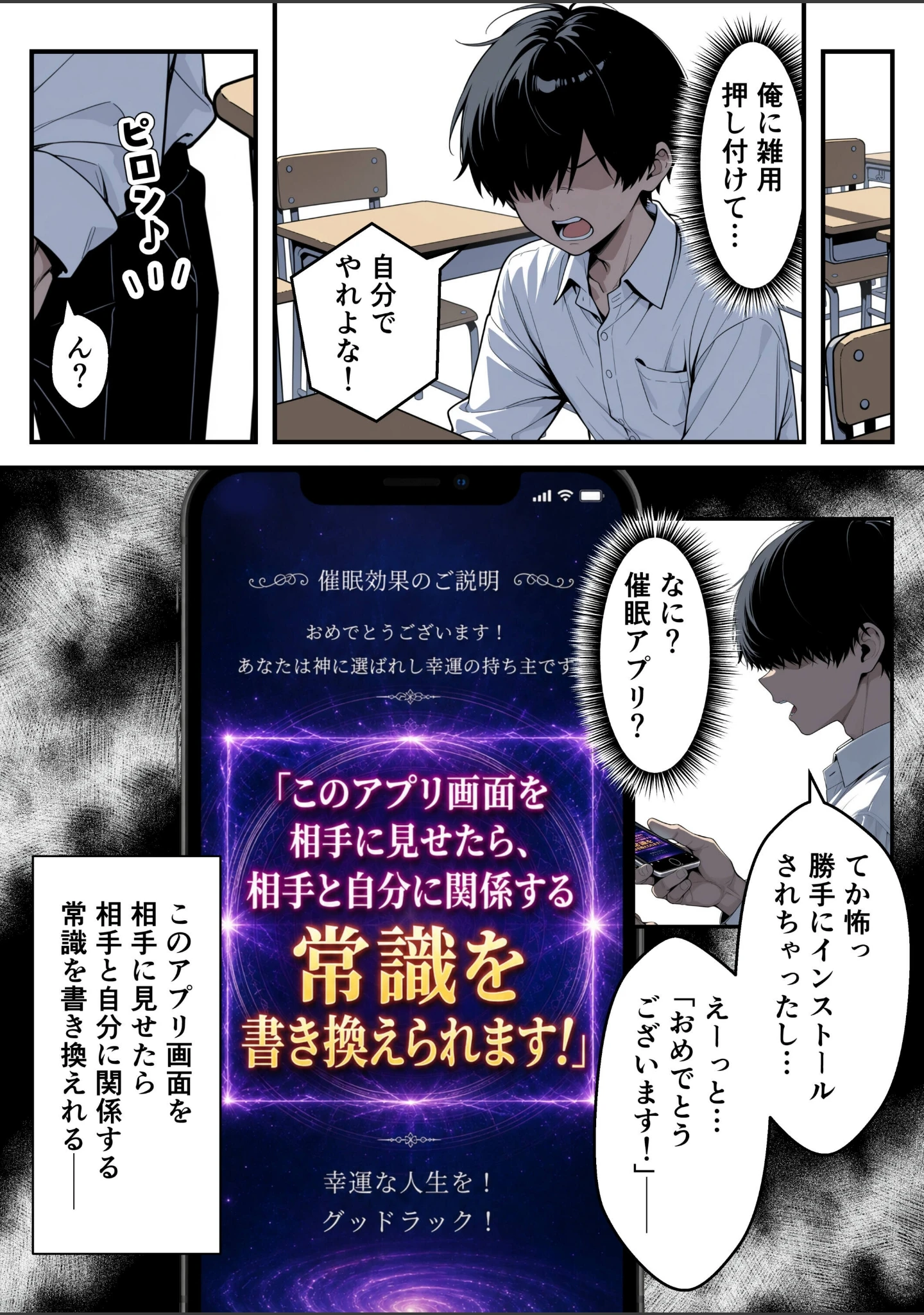 「いじめられっ子の僕が催●アプリで性悪ギャルから逆レ○プ_搾精ハーレム地獄【モザイク版】」（あふれだすにじる） 試し読み 12ページ目