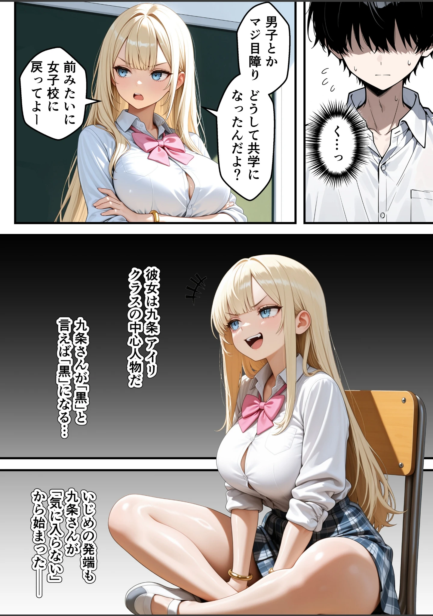 「いじめられっ子の僕が催●アプリで性悪ギャルから逆レ○プ_搾精ハーレム地獄【モザイク版】」（あふれだすにじる） 試し読み 4ページ目