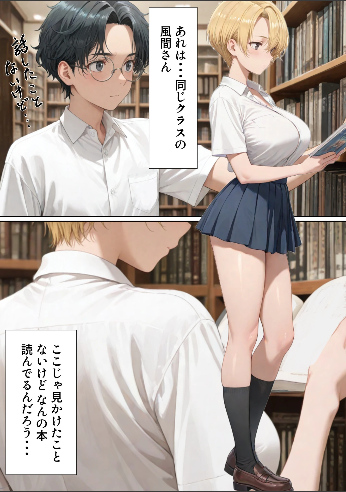 「エロ同人大好きな女子校生ギャルがクラスメイトと初濃厚SEX【白抜き修正版】」（JKあんまん） 試し読み 2ページ目