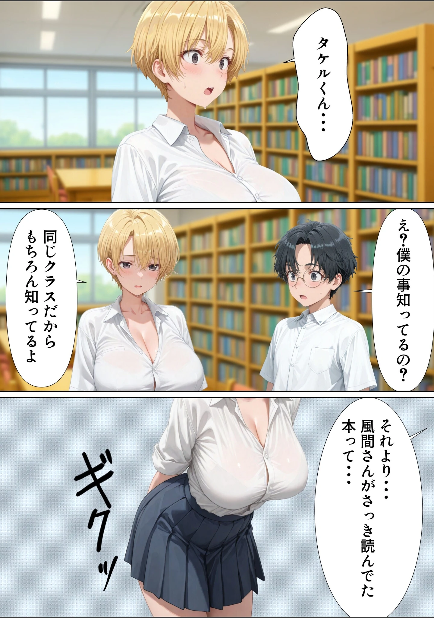 「エロ同人大好きな女子校生ギャルがクラスメイトと初濃厚SEX【白抜き修正版】」（JKあんまん） 試し読み 4ページ目