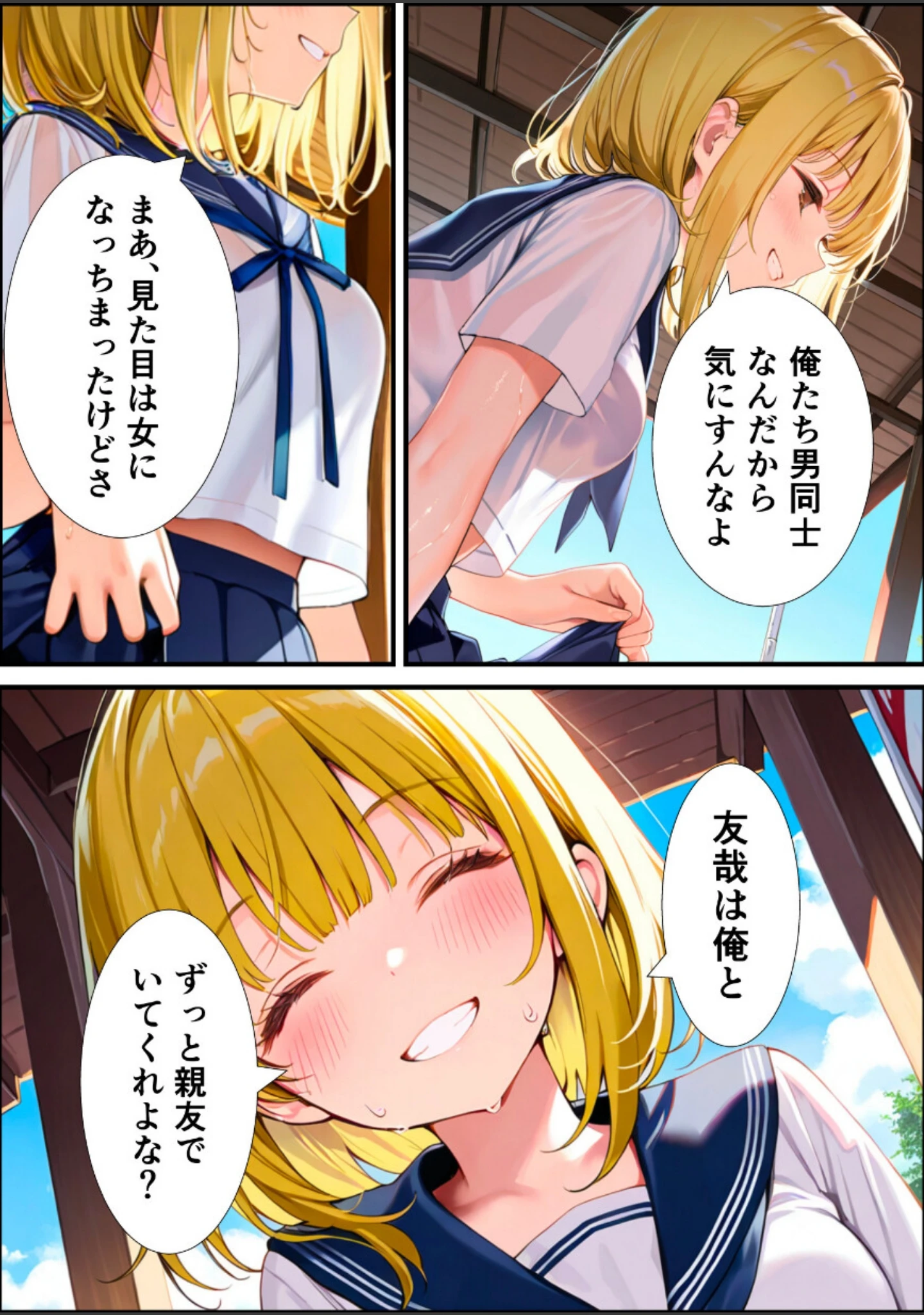 「女体化した親友が俺の彼女になるまでの話【白抜き修正版】」（悪魔ほろほろ） 試し読み 11ページ目