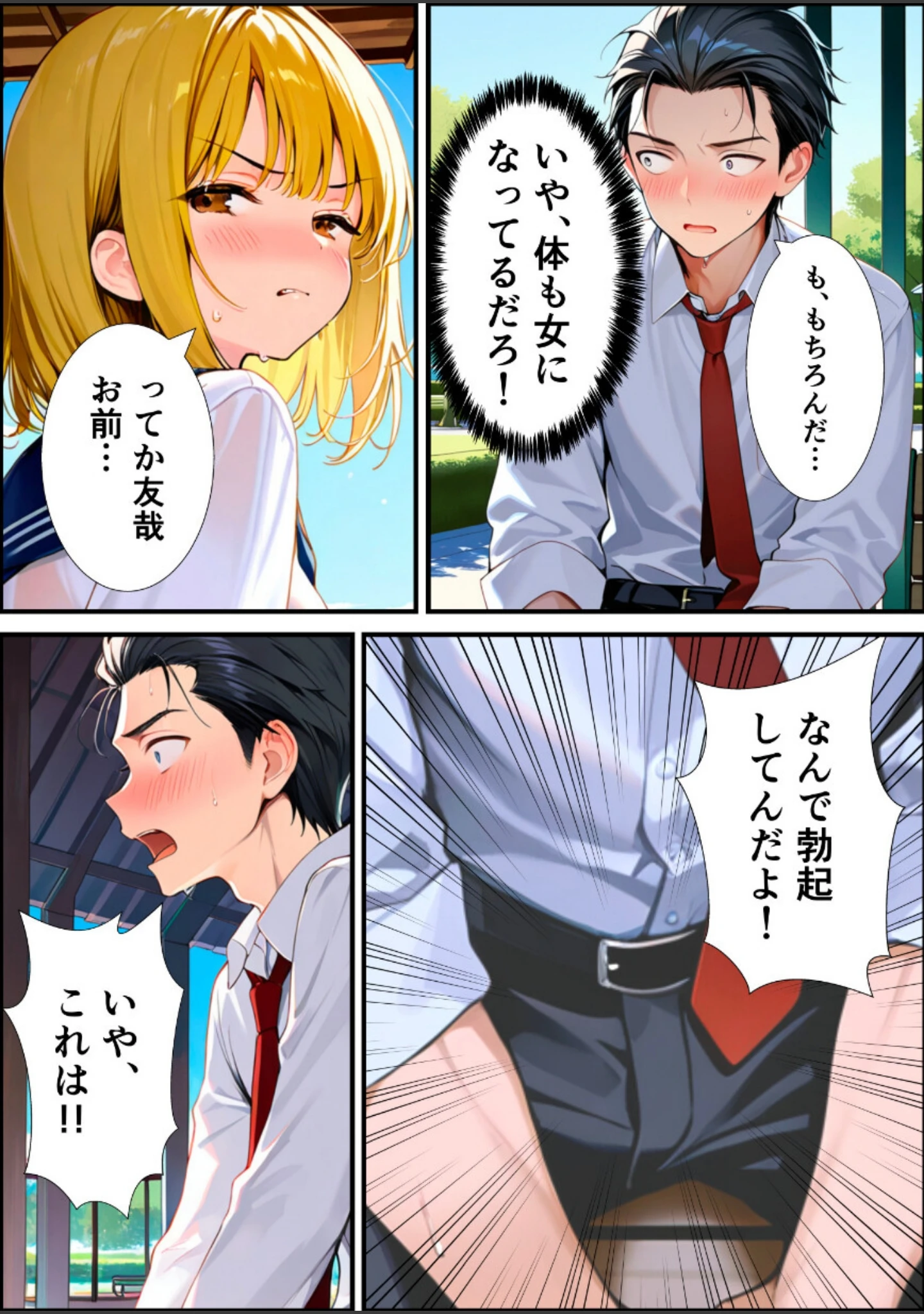 「女体化した親友が俺の彼女になるまでの話【白抜き修正版】」（悪魔ほろほろ） 試し読み 12ページ目
