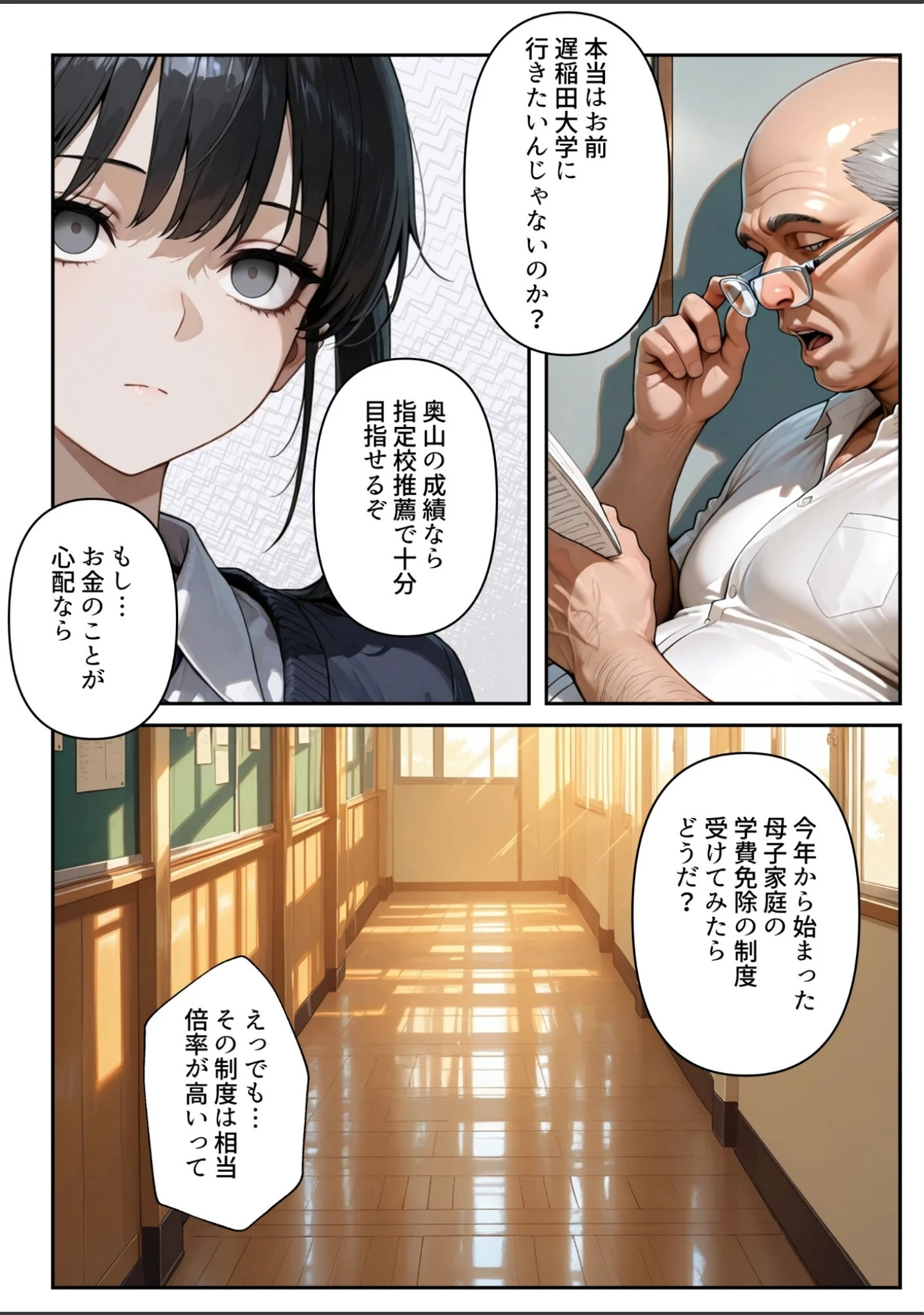 「進路と引き換えに1年間中年の担任教師に私がされたこと〜お巡りさん…早くコイツを○捕して？〜【白抜き修正版】」（ルミナ） 試し読み 7ページ目