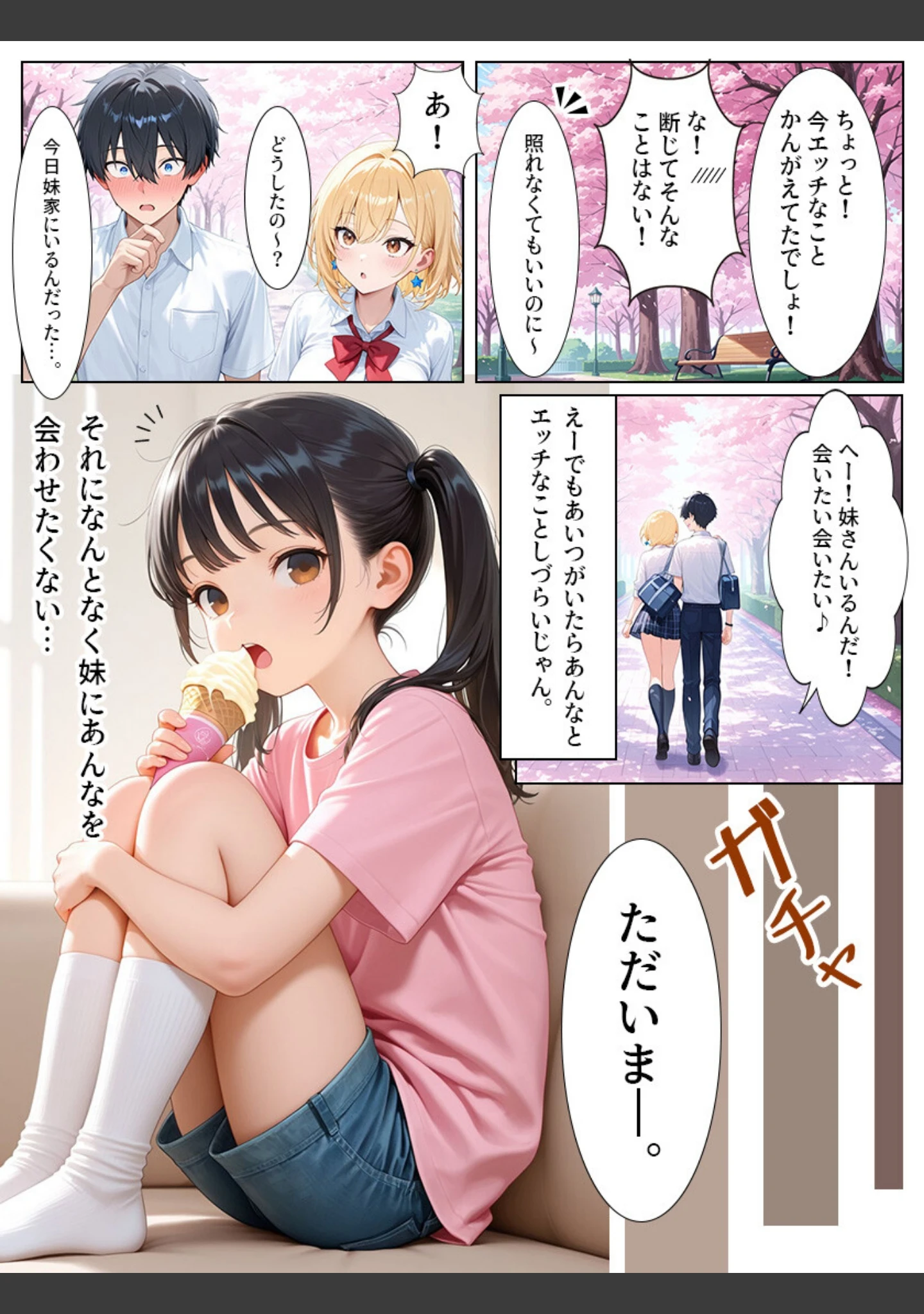 「巨乳ギャル彼女とちっぱい妹と中出しセックス【モザイク版】（単話）」（めろうたいむ） 試し読み 6ページ目