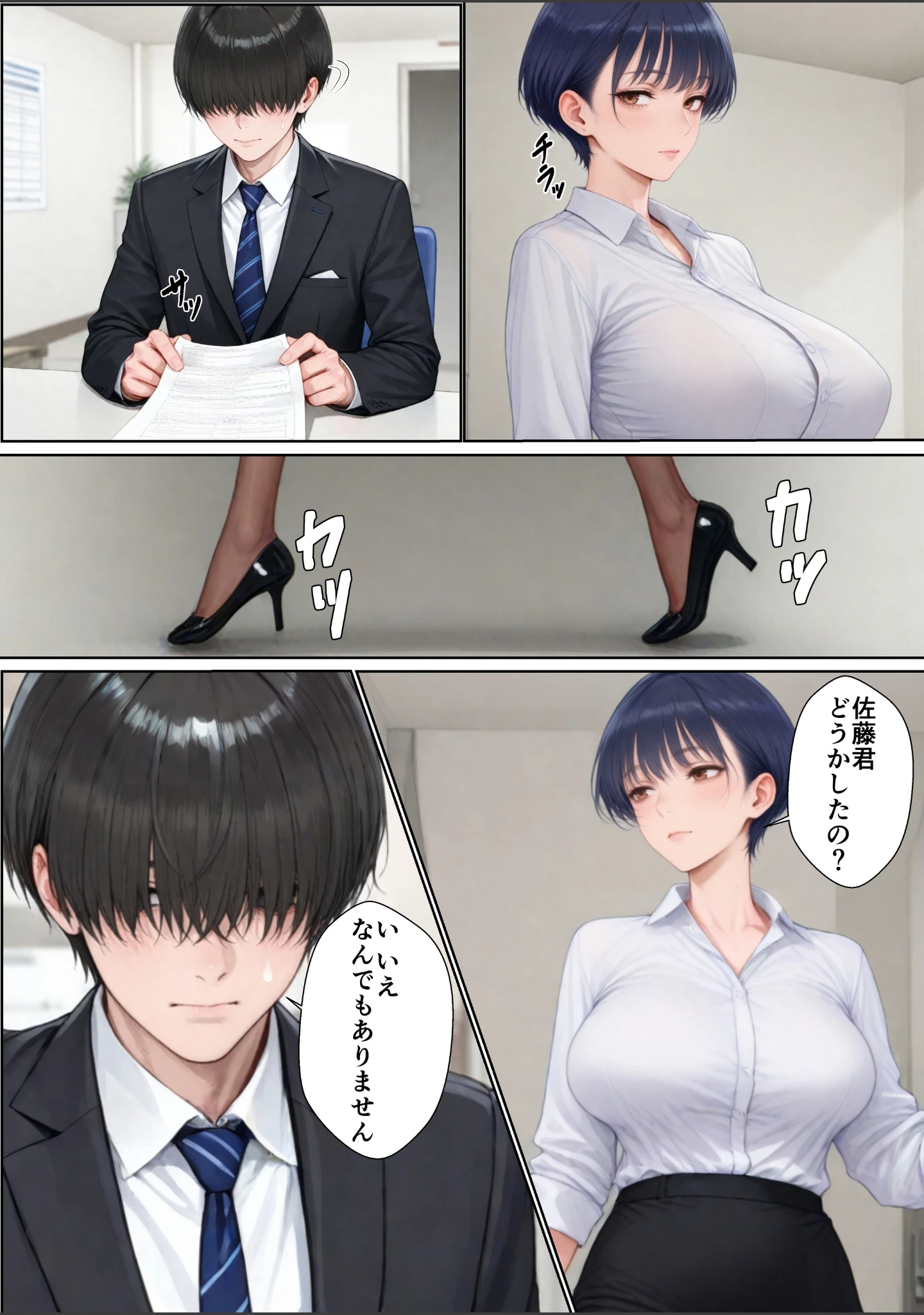 「爆乳痴女の先輩OLが仕事しない後輩をヌキまくって性欲発散業務改善する話【白抜き修正版】（単話）」（JKあんまん） 試し読み 3ページ目