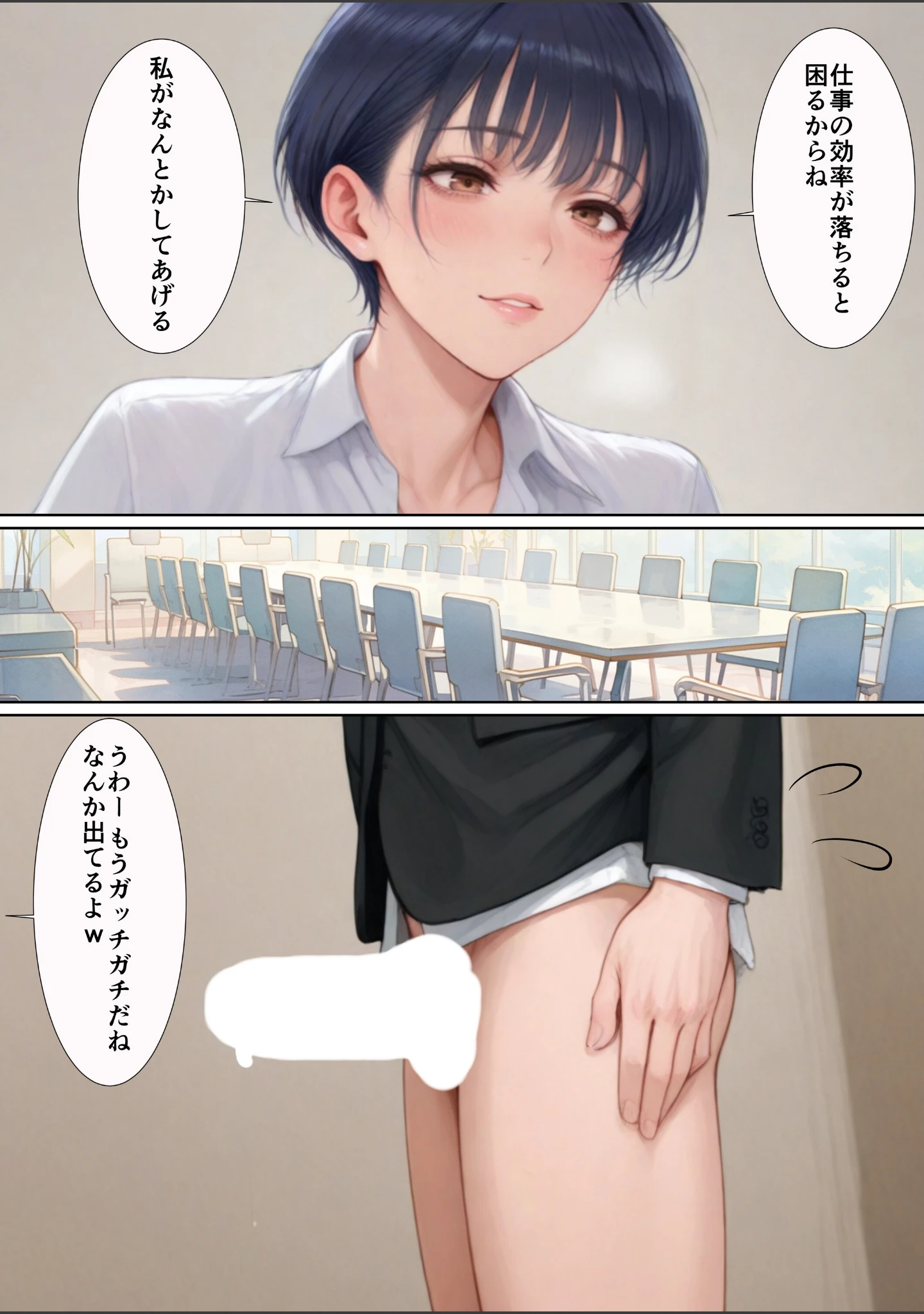 「爆乳痴女の先輩OLが仕事しない後輩をヌキまくって性欲発散業務改善する話【白抜き修正版】（単話）」（JKあんまん） 試し読み 6ページ目