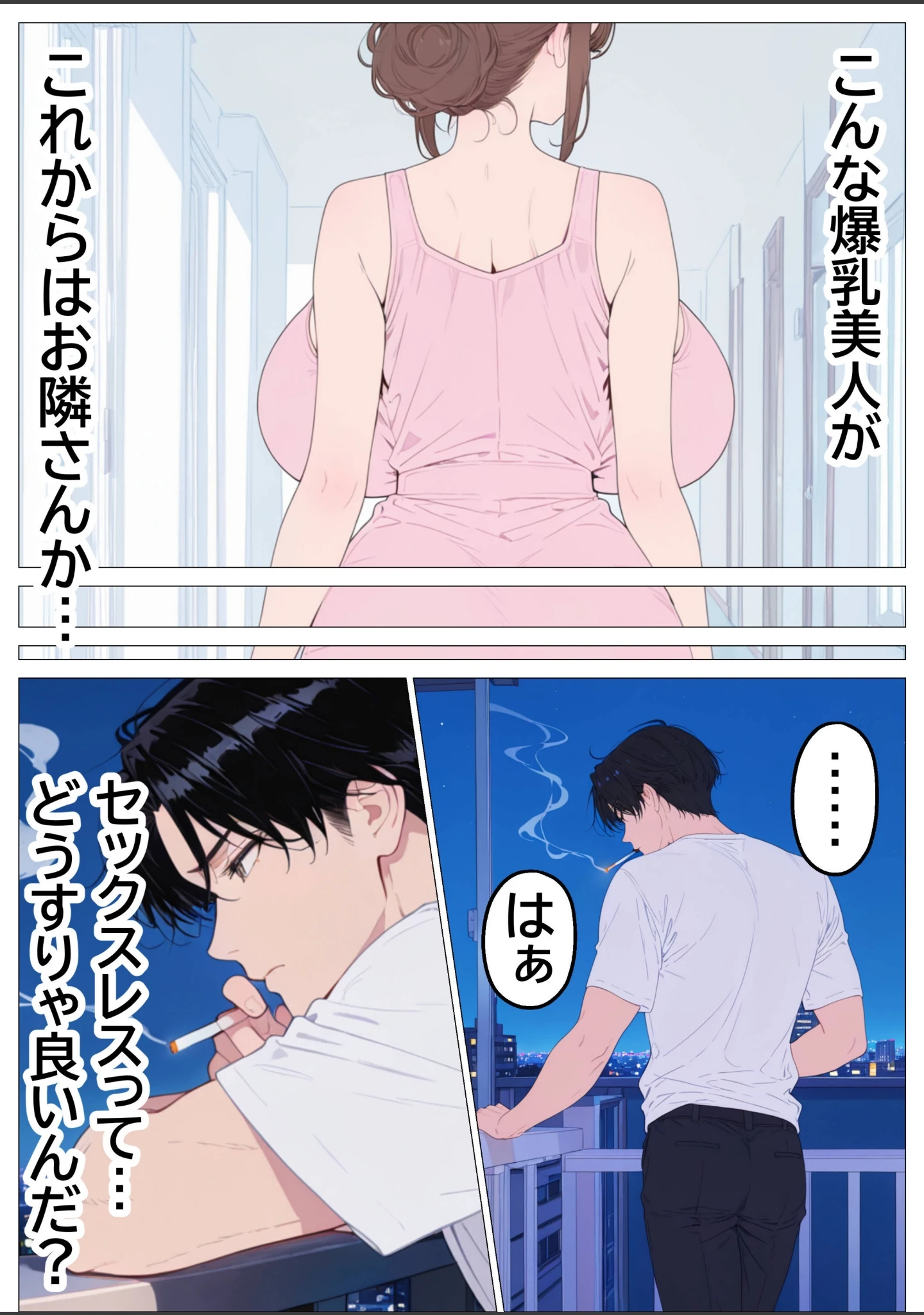 「妻とレス3年目の俺。隣に引越してきたのは欲求不満の爆乳人妻で……【モザイク版】」（つきつき工房） 試し読み 8ページ目