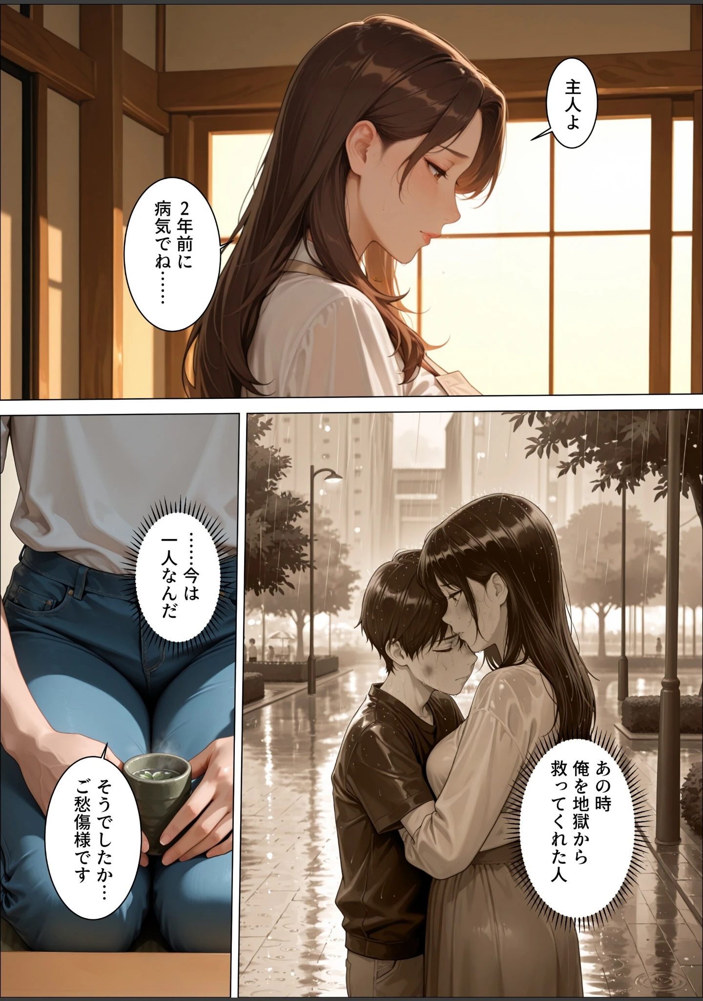 「憧れの人は未亡人〜快楽マッサージで初恋相手は俺のモノ〜【モザイク版】」（極彩色） 試し読み 5ページ目