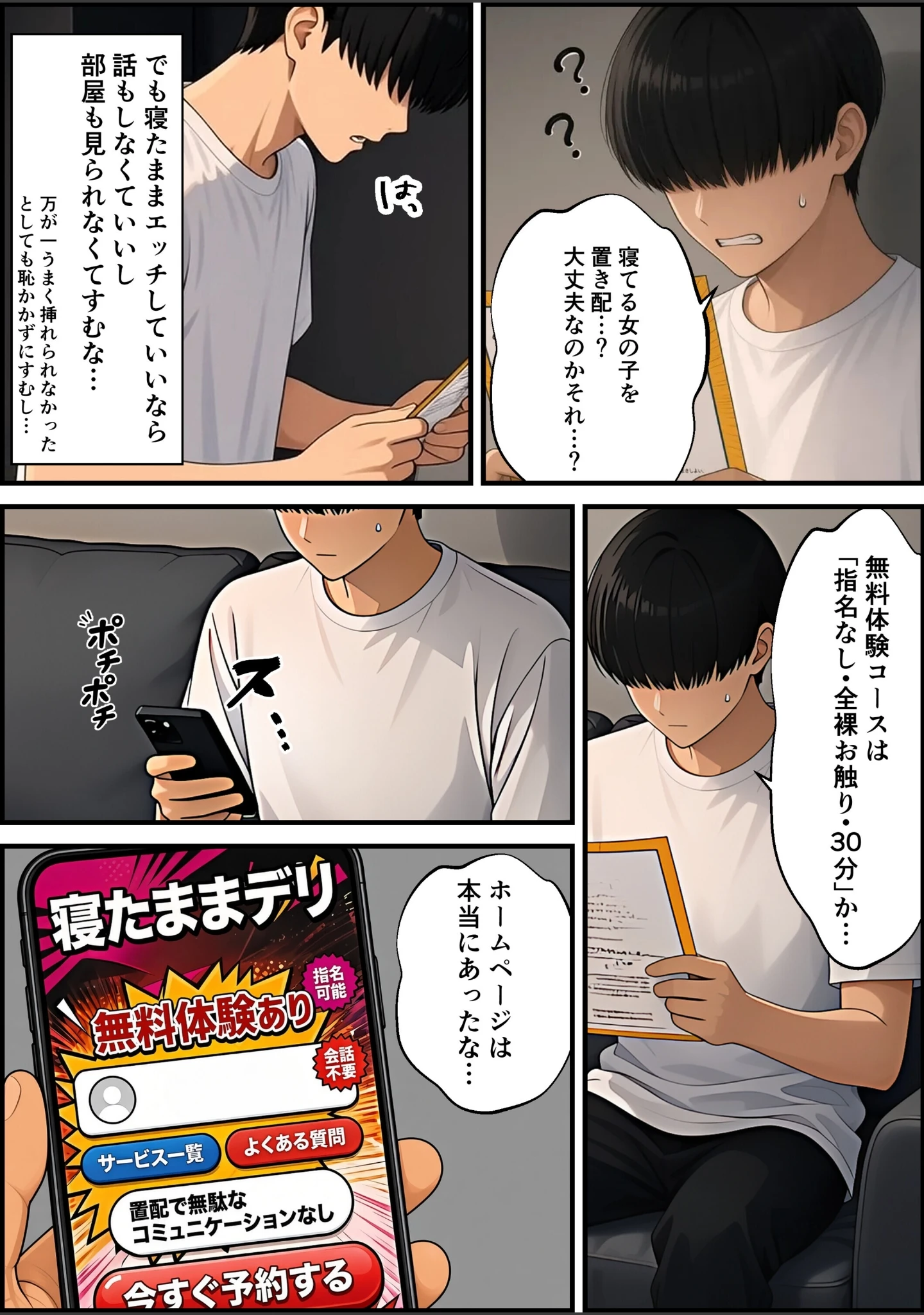 「寝たままデリ 〜コミュ障が置き配された女の子で童貞卒業するようです〜【モザイク版】（単話）」（A-GirlsGo） 試し読み 8ページ目