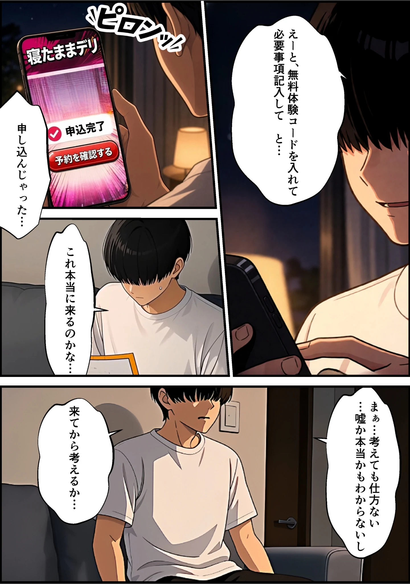 「寝たままデリ 〜コミュ障が置き配された女の子で童貞卒業するようです〜【モザイク版】（単話）」（A-GirlsGo） 試し読み 9ページ目