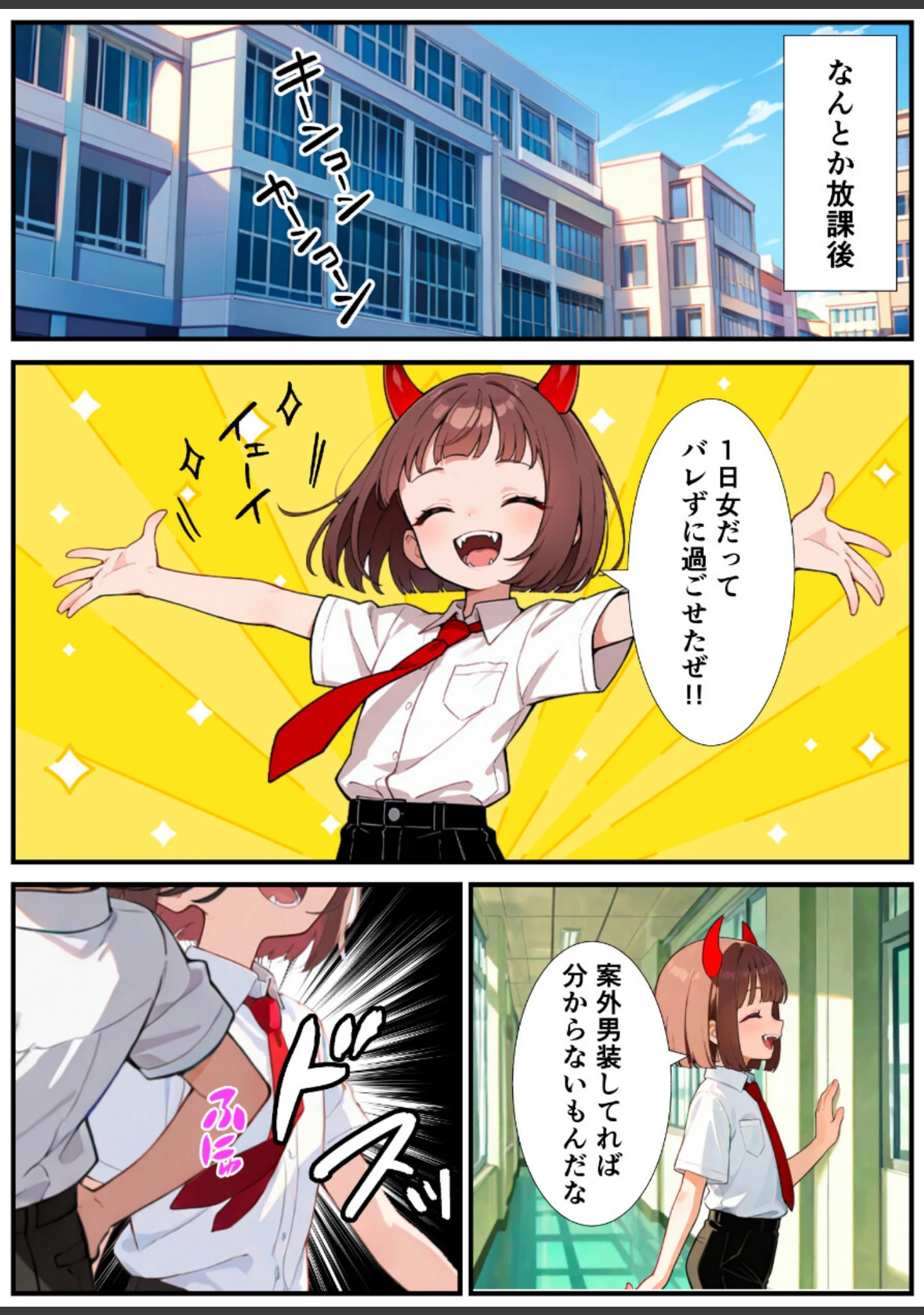 「突然淫魔に女体化した俺が学校で初めてセックスする話【白抜き修正版】」（悪魔ほろほろ） 試し読み 10ページ目