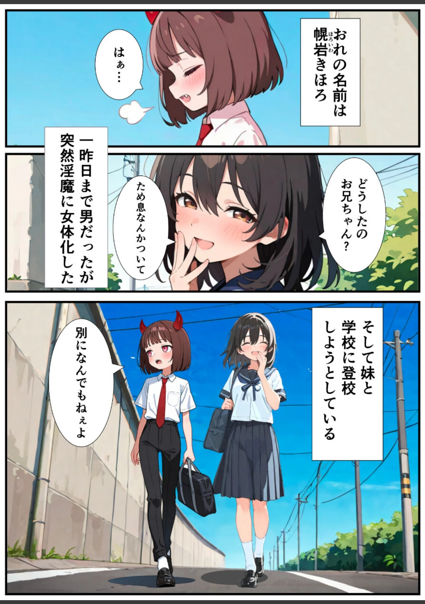「突然淫魔に女体化した俺が学校で初めてセックスする話【白抜き修正版】」（悪魔ほろほろ） 試し読み 4ページ目