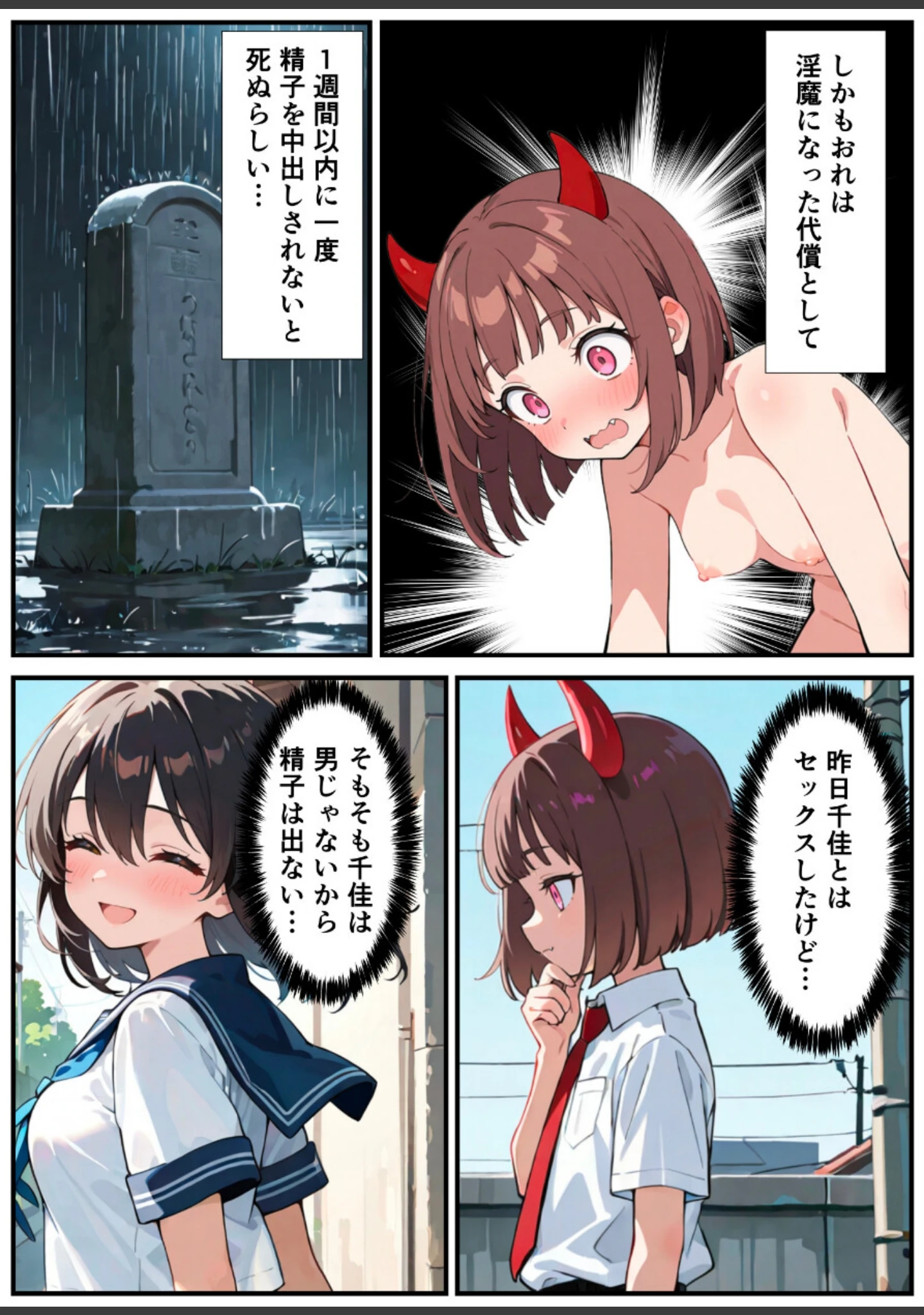 「突然淫魔に女体化した俺が学校で初めてセックスする話【白抜き修正版】」（悪魔ほろほろ） 試し読み 6ページ目
