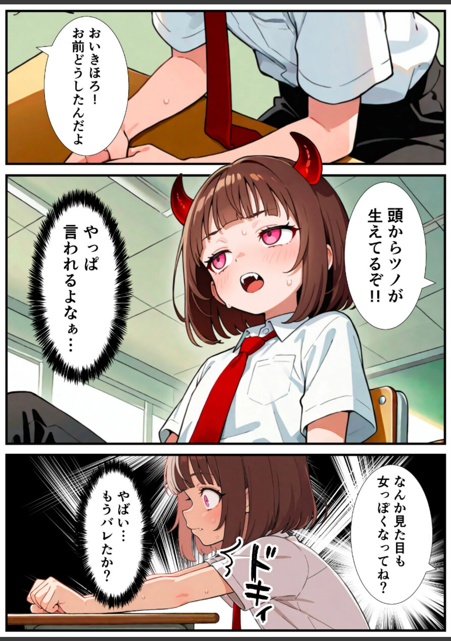 「突然淫魔に女体化した俺が学校で初めてセックスする話【白抜き修正版】」（悪魔ほろほろ） 試し読み 8ページ目