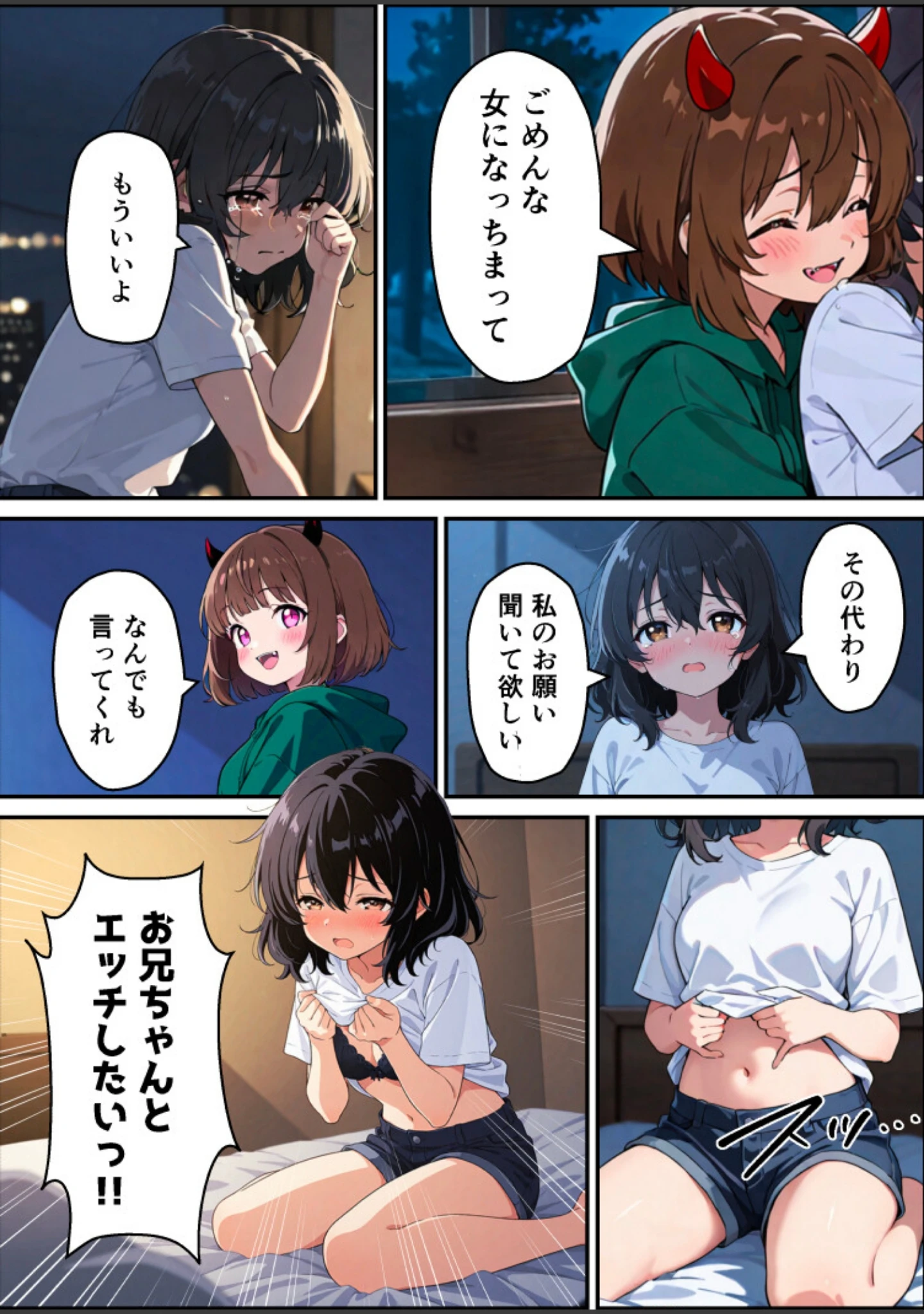 「突然淫魔に女体化した俺が妹とセックスする話【白抜き修正版】（単話）」（悪魔ほろほろ） 試し読み 14ページ目