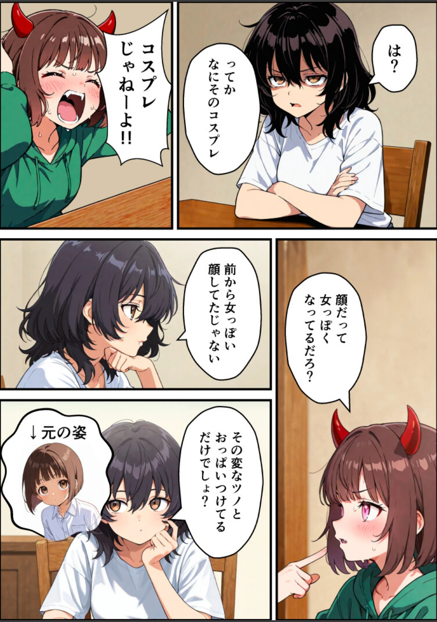 「突然淫魔に女体化した俺が妹とセックスする話【白抜き修正版】（単話）」（悪魔ほろほろ） 試し読み 5ページ目