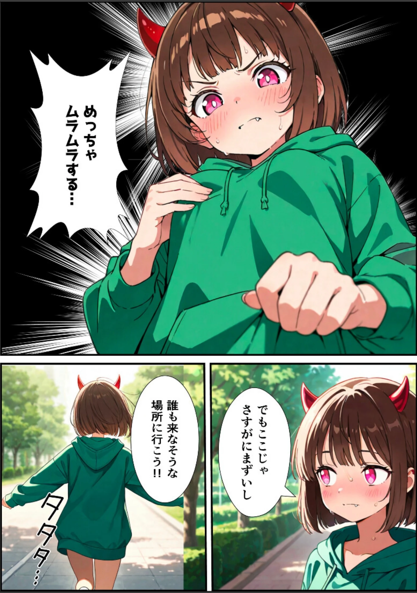 「朝起きたら突然女体化して淫魔になってた話【白抜き修正版】（単話）」（悪魔ほろほろ） 試し読み 11ページ目