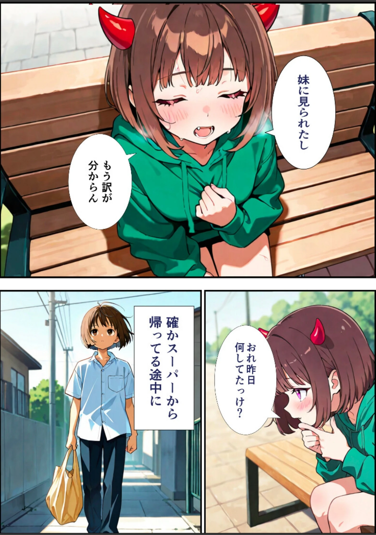 「朝起きたら突然女体化して淫魔になってた話【白抜き修正版】（単話）」（悪魔ほろほろ） 試し読み 7ページ目