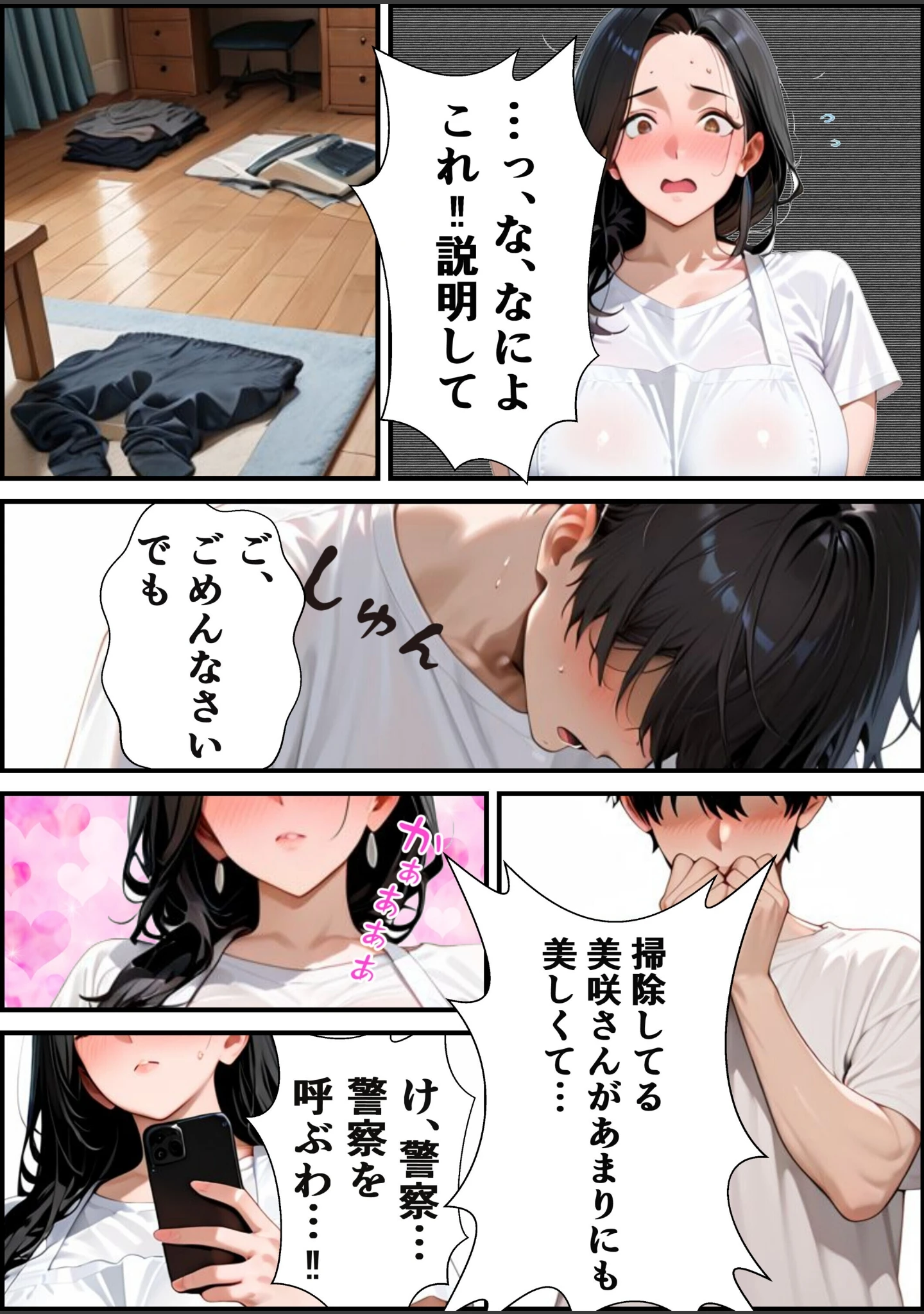 「家政婦の人妻〜旦那との通話中に背徳の不倫に溺れる【白抜き修正版】（単話）」（むちプリギャル舎） 試し読み 12ページ目