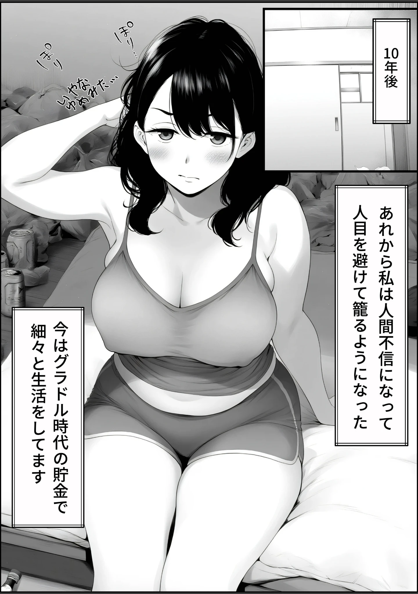 「嘘のゴシップで引退した元グラドル（35）が精液中毒になる話【白抜き修正版】」（NaMu） 試し読み 9ページ目