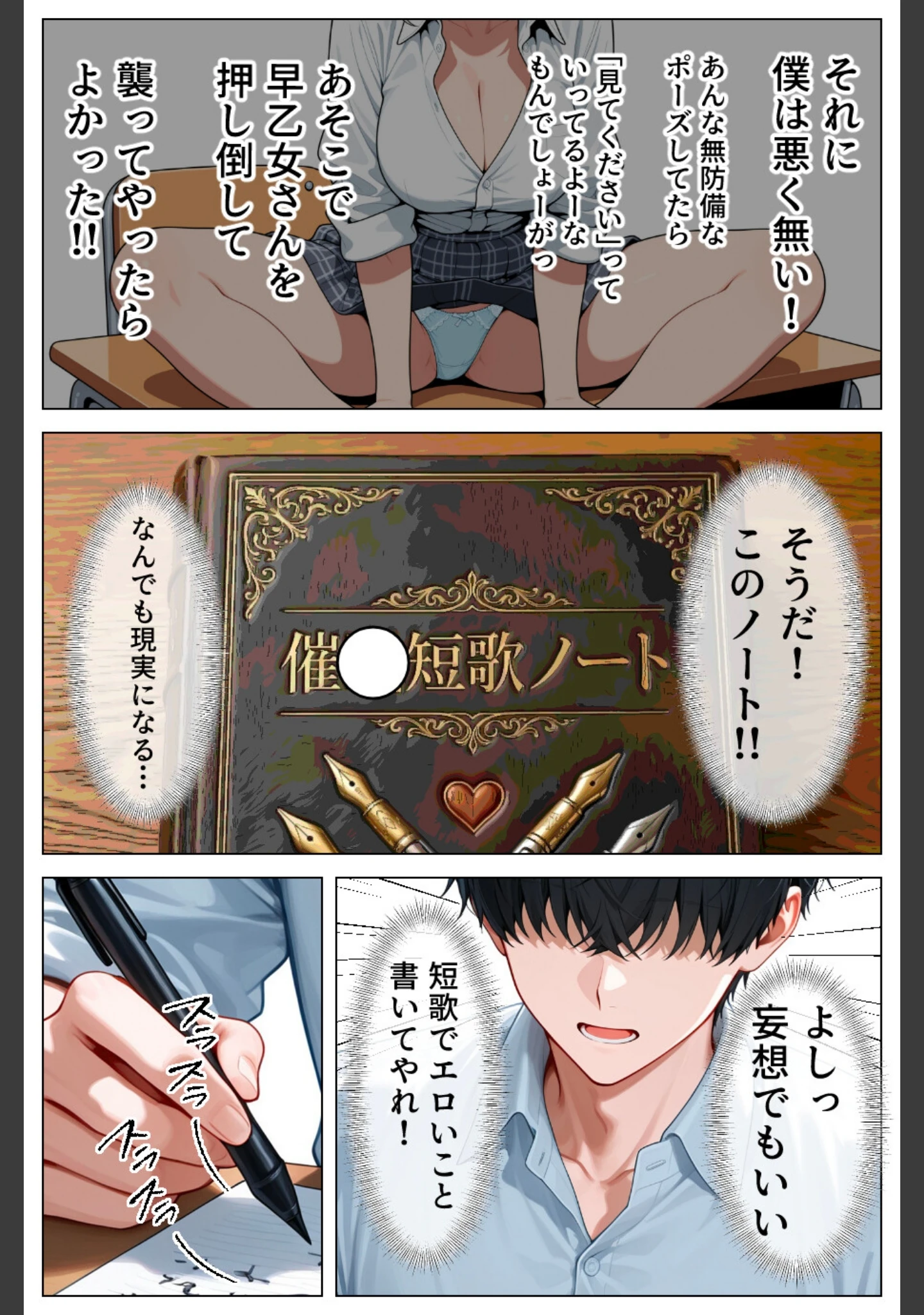 「童貞の僕が催●ノートで一軍ギャルと3P！？絶頂生ハメSEXした話【白抜き修正版】」（あふれだすにじる） 試し読み 12ページ目
