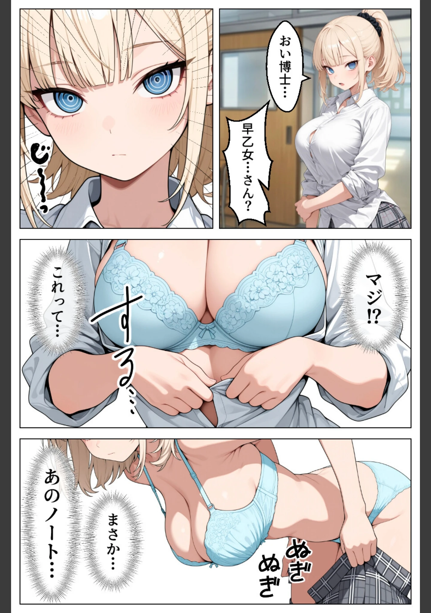 「童貞の僕が催●ノートで一軍ギャルと3P！？絶頂生ハメSEXした話【白抜き修正版】」（あふれだすにじる） 試し読み 14ページ目