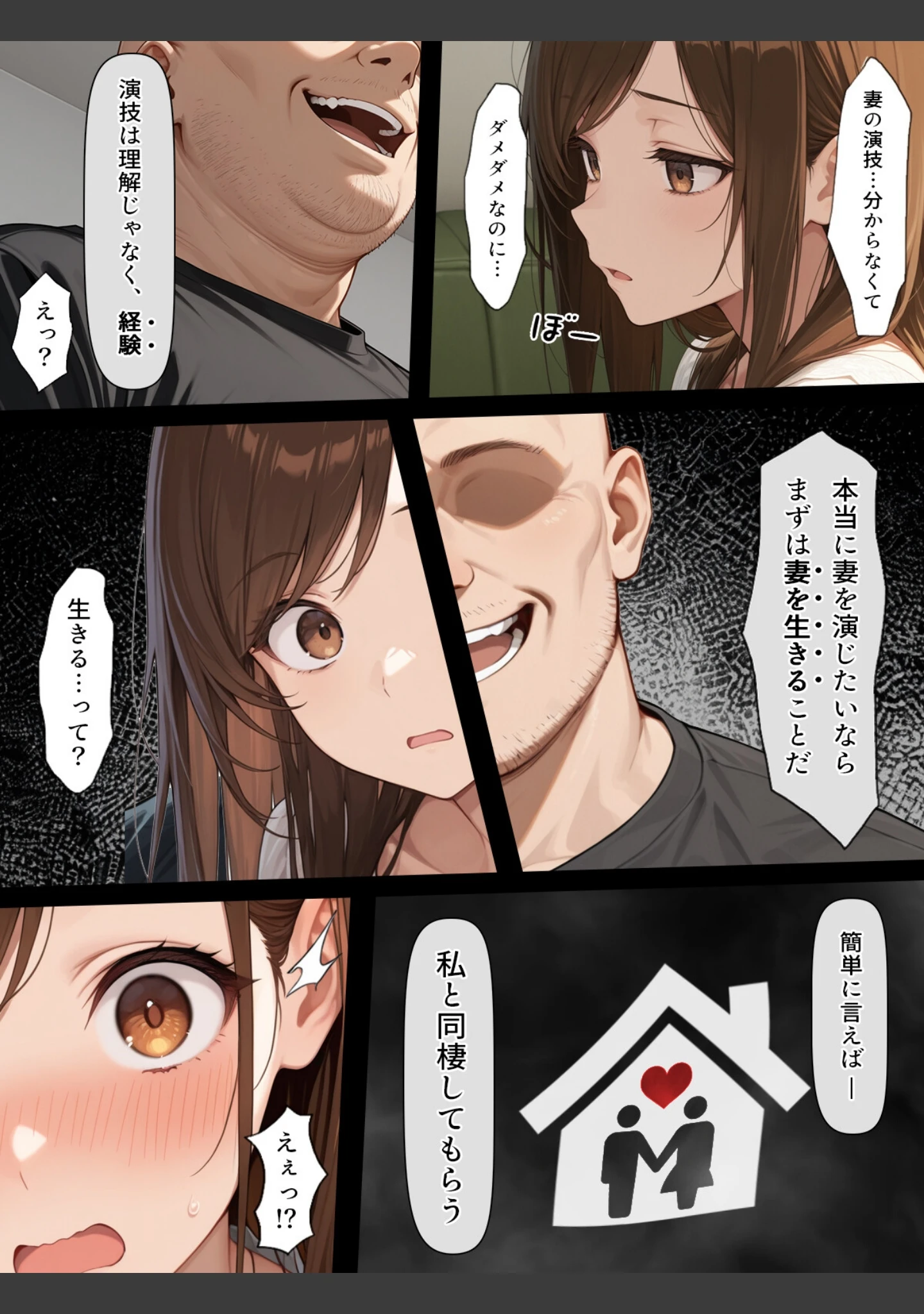 「疑似夫婦生活で演技指導 -これは演技、演技のはず――だよね？-【白抜き修正版】」（こっとろん） 試し読み 4ページ目