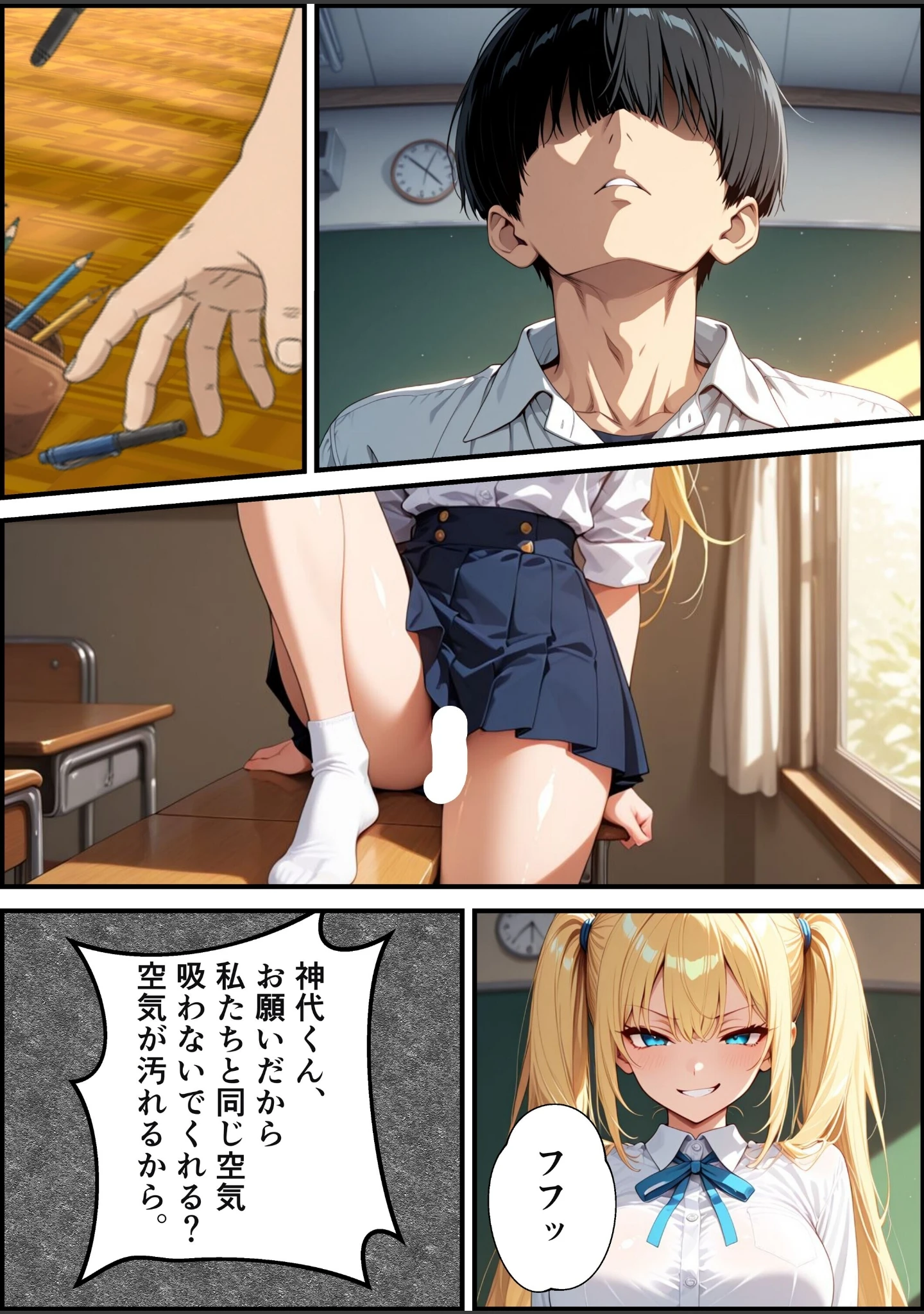 「校則改変アプリ〜ゴミ扱いしてた俺の肉〇で女王たちがメス堕ち【白抜き修正版】（単話）」（むちプリギャル舎） 試し読み 3ページ目