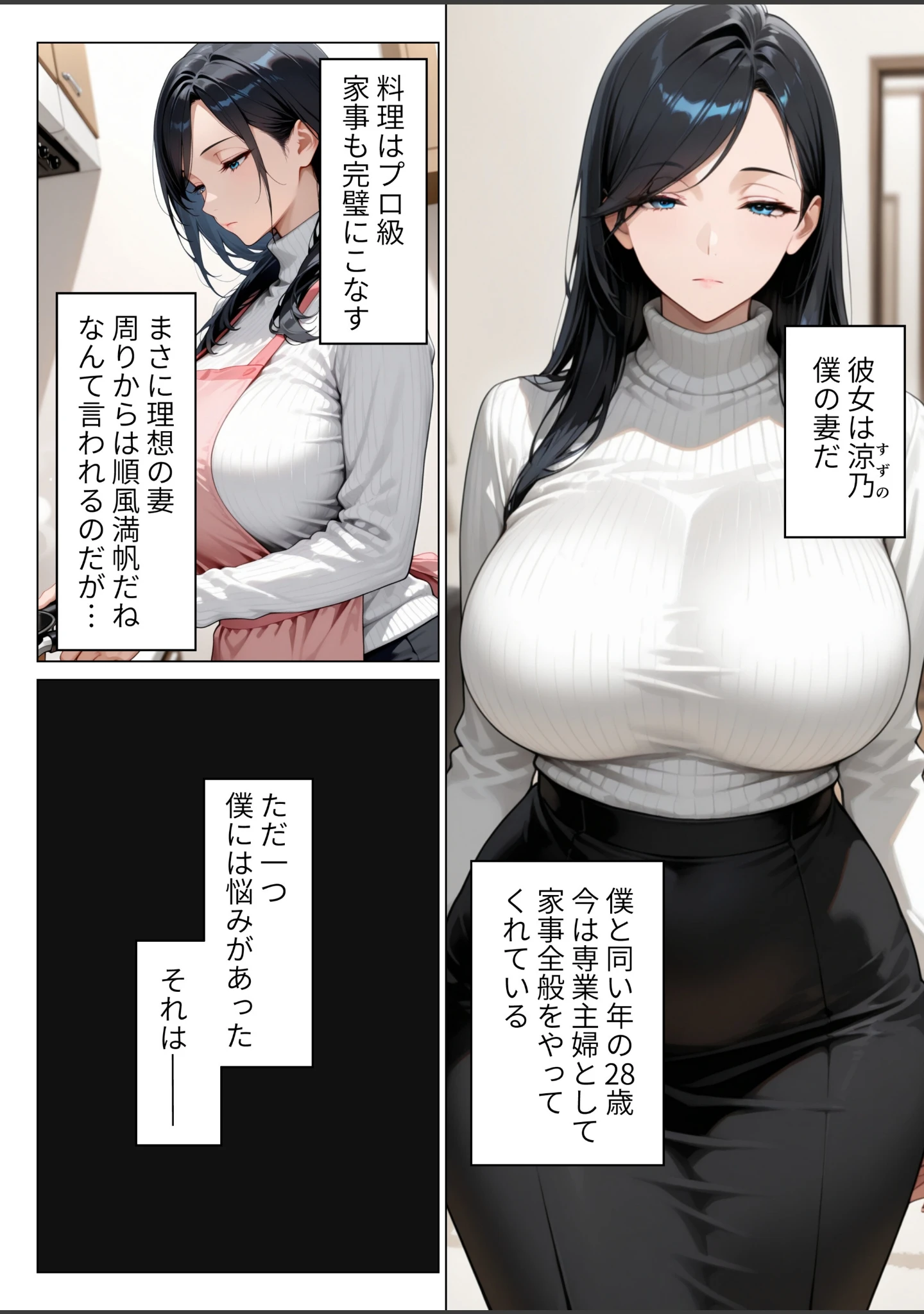 「絶対に笑わない僕のクール妻を全力で孕ませる話【モザイク版】」（りんごパイ） 試し読み 2ページ目