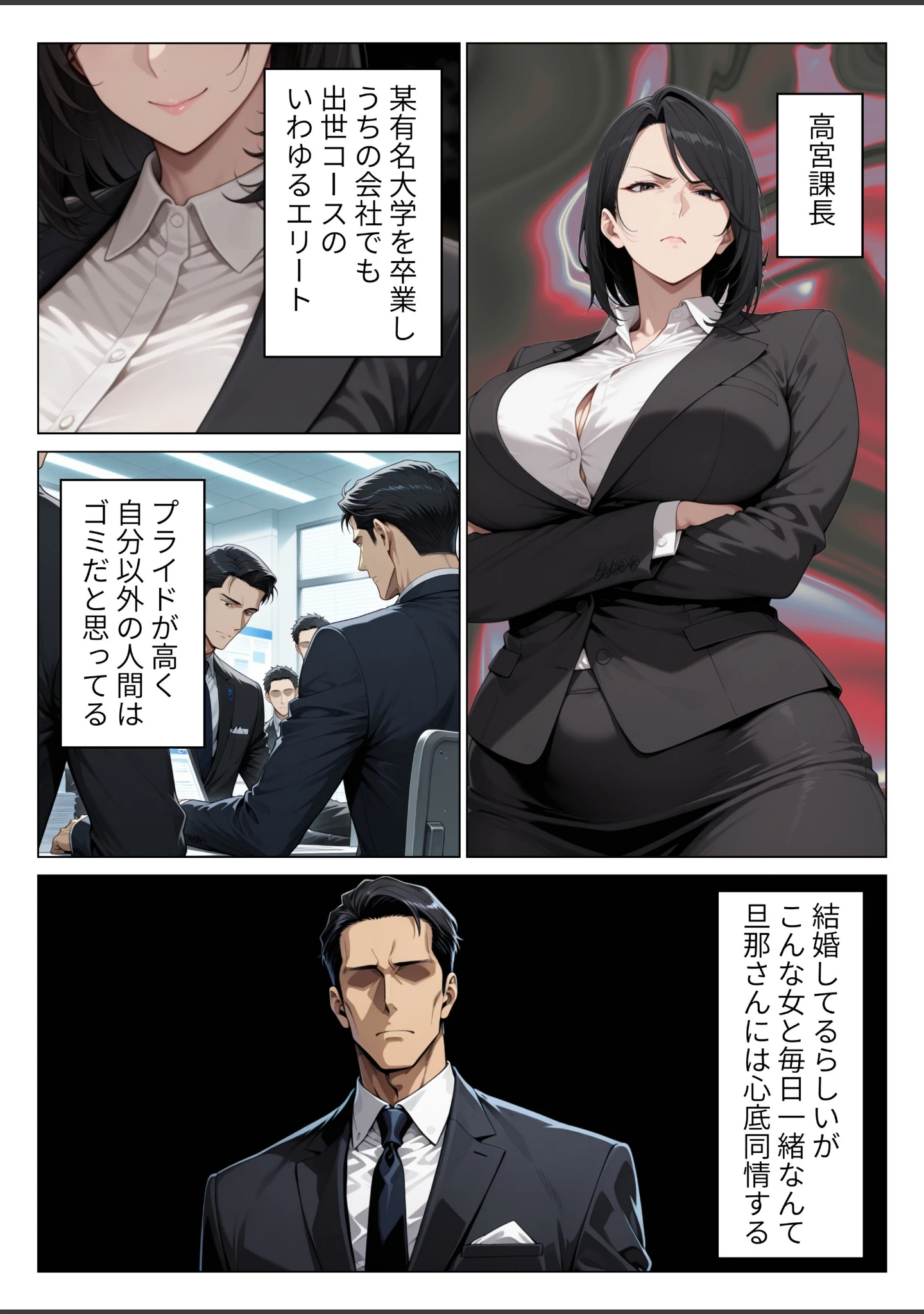 「パワハラ人妻上司を俺のデカチンで完堕ちさせたら見られて興奮する変態痴女になった話【モザイク版】」（りんごパイ） 試し読み 3ページ目