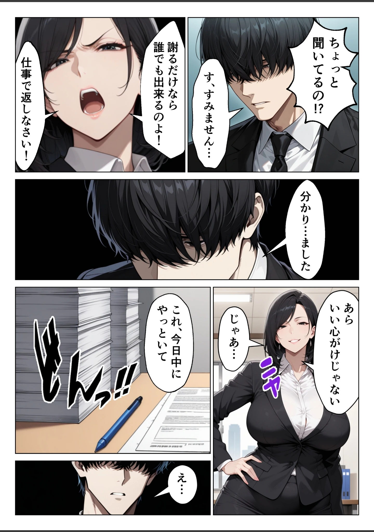 「パワハラ人妻上司を俺のデカチンで完堕ちさせたら見られて興奮する変態痴女になった話【モザイク版】」（りんごパイ） 試し読み 4ページ目