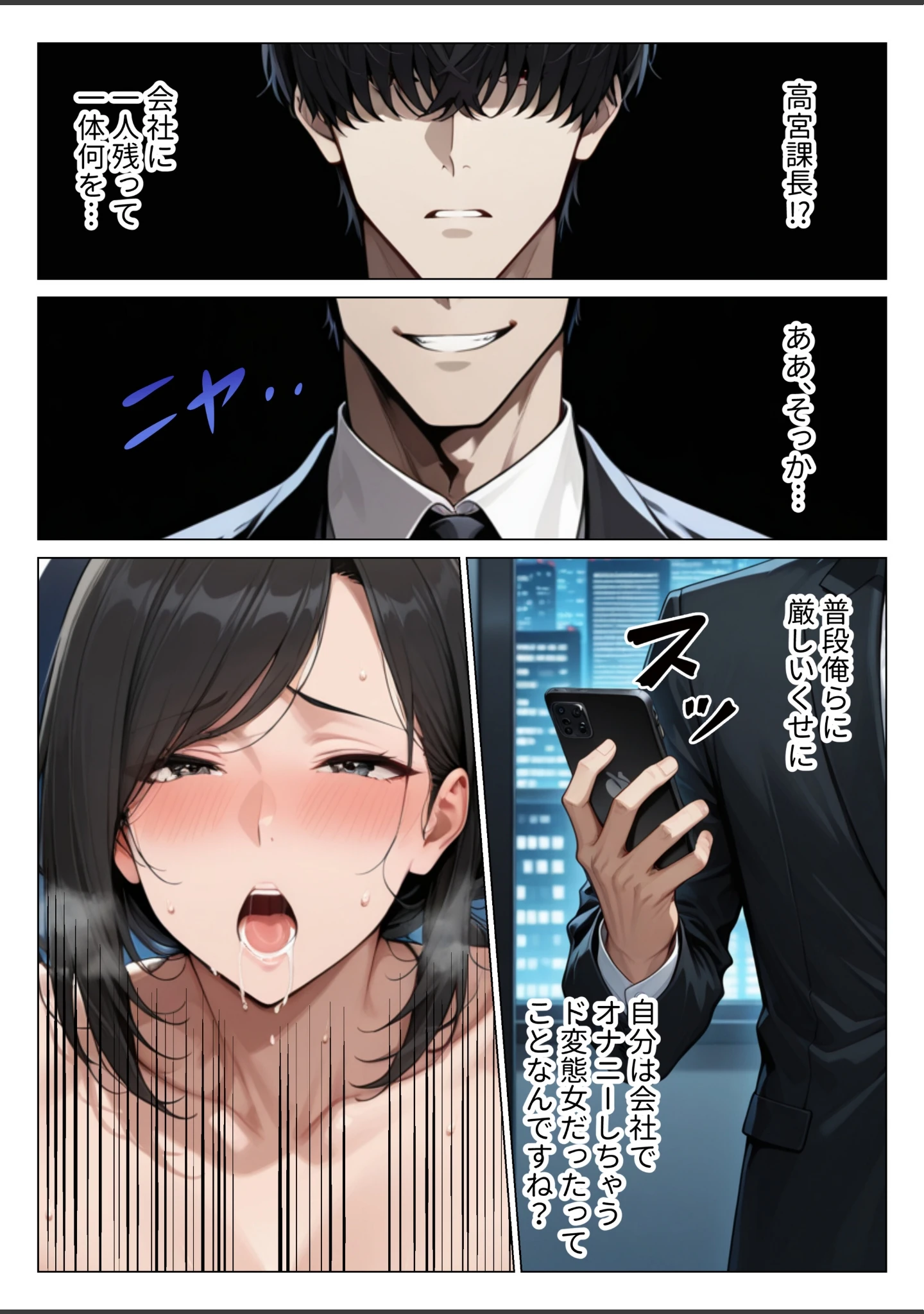「パワハラ人妻上司を俺のデカチンで完堕ちさせたら見られて興奮する変態痴女になった話【モザイク版】」（りんごパイ） 試し読み 8ページ目