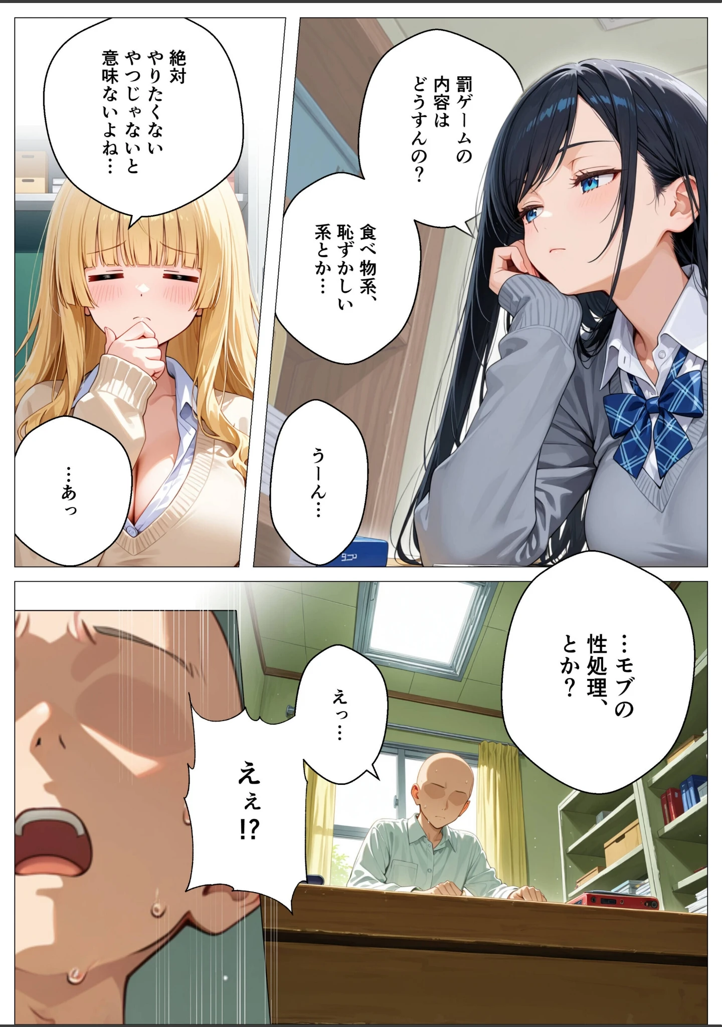 「モブの俺、茶道部を占領され、一軍ギャル4人組の罰ゲーム対象になった話【モザイク版】」（オナット製造） 試し読み 11ページ目